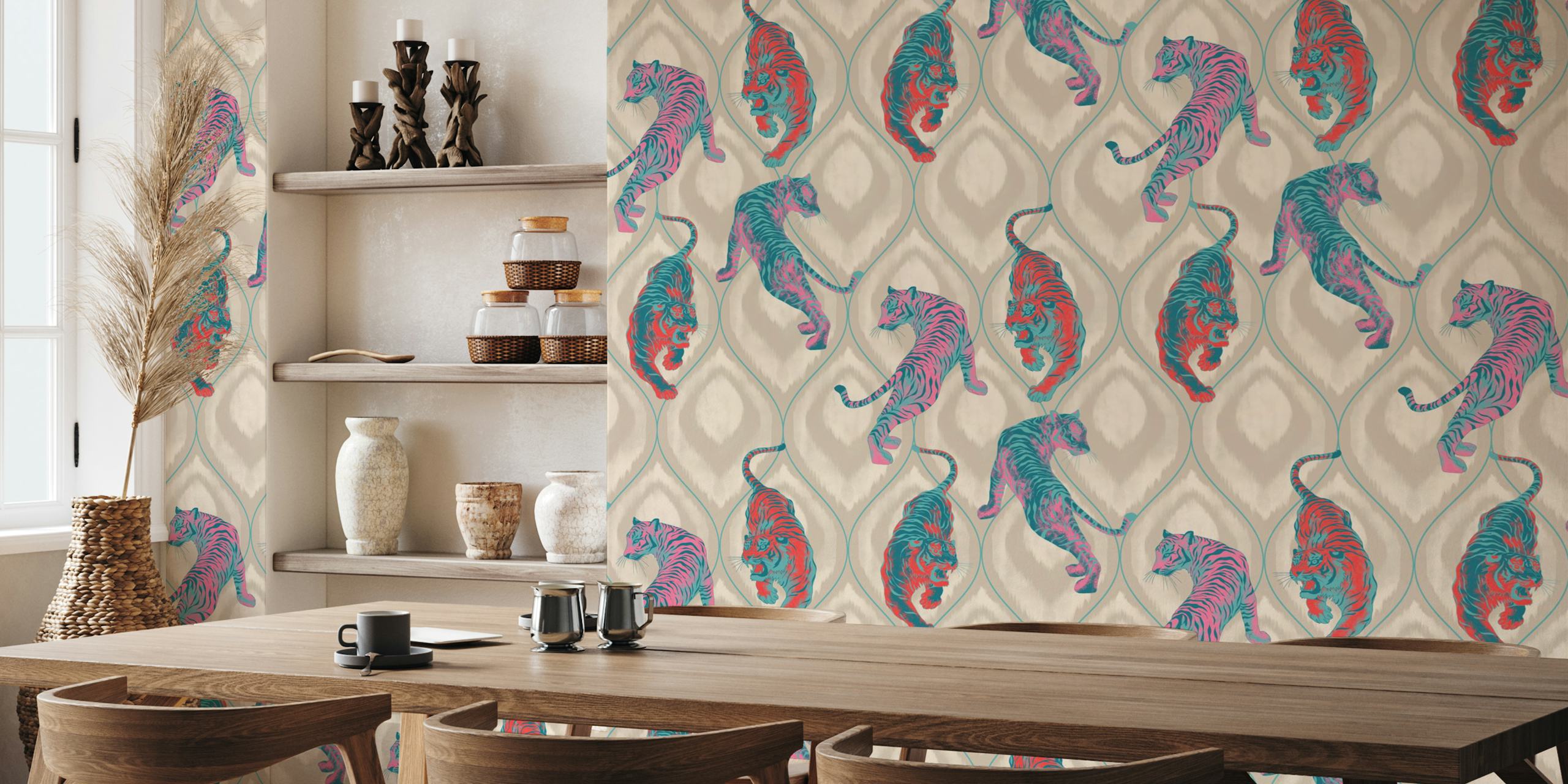 Tiger Spirit wallpaper in a lively room setting