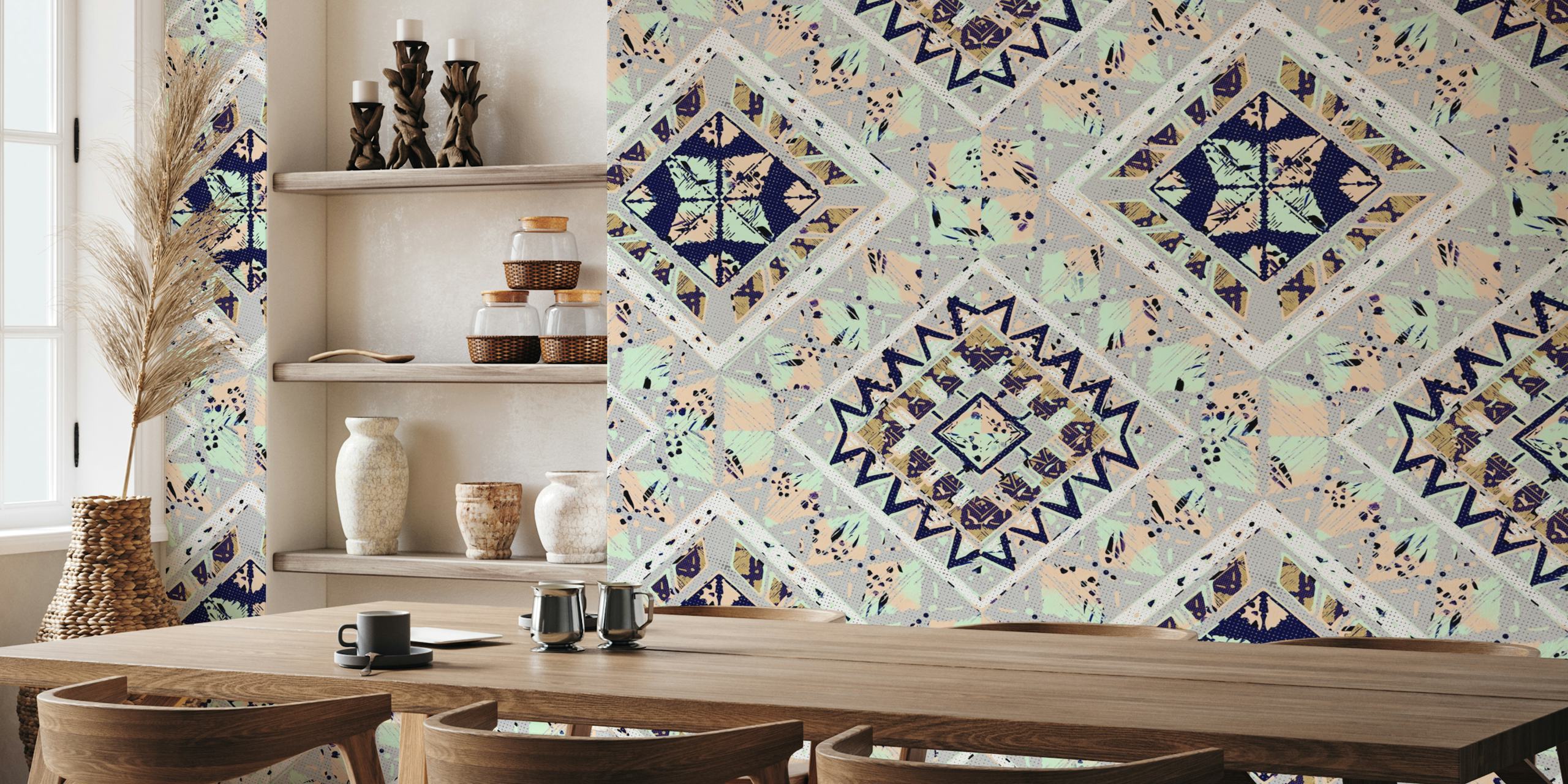 Mystic Tribal colorful wallpaper in a room