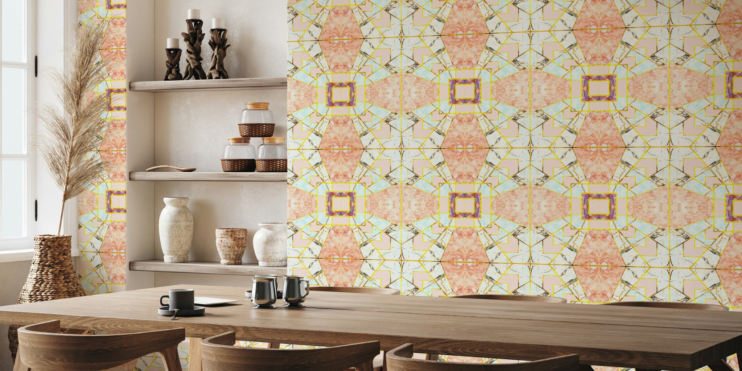 Marbled geometric mosaic pattern 9W behang