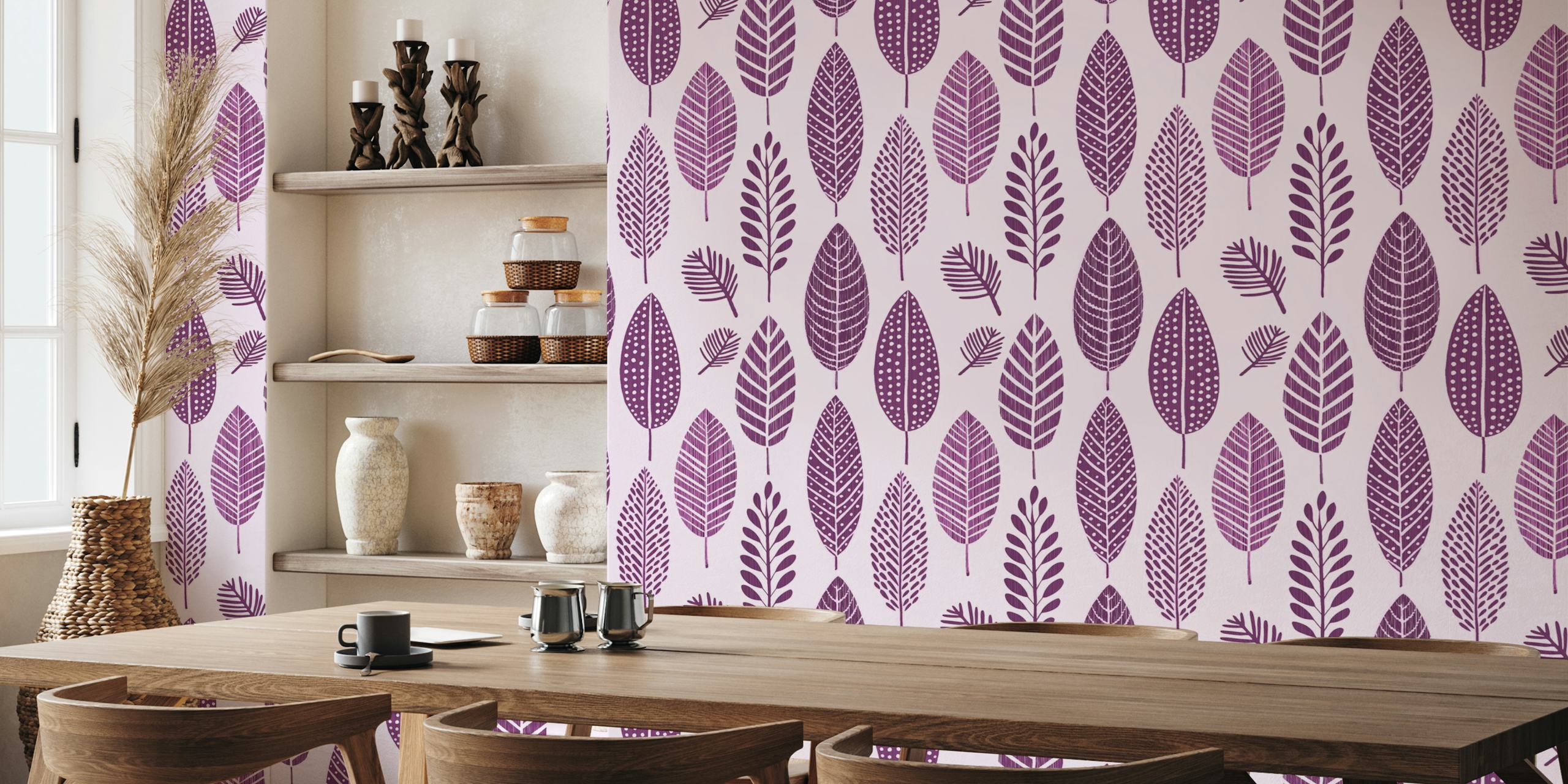 Charming Autumn Vibe Leaf Pattern Purple in paarse tinten