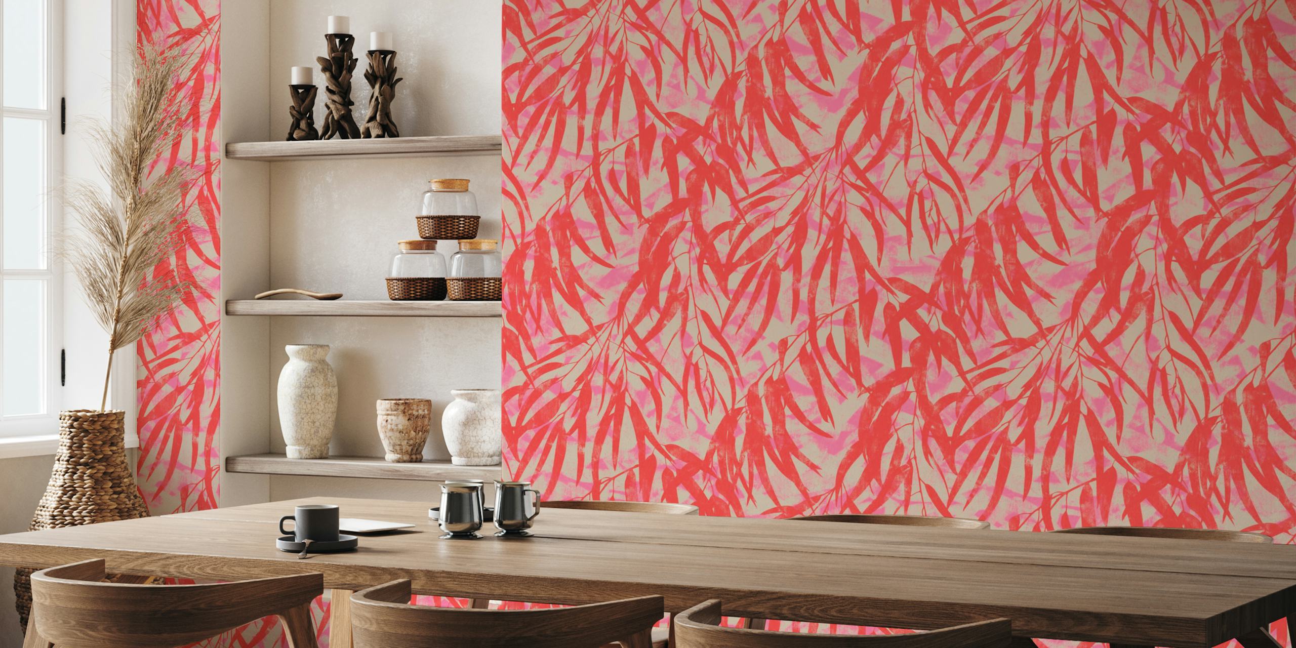 Abstract leaves tapetti huoneessa