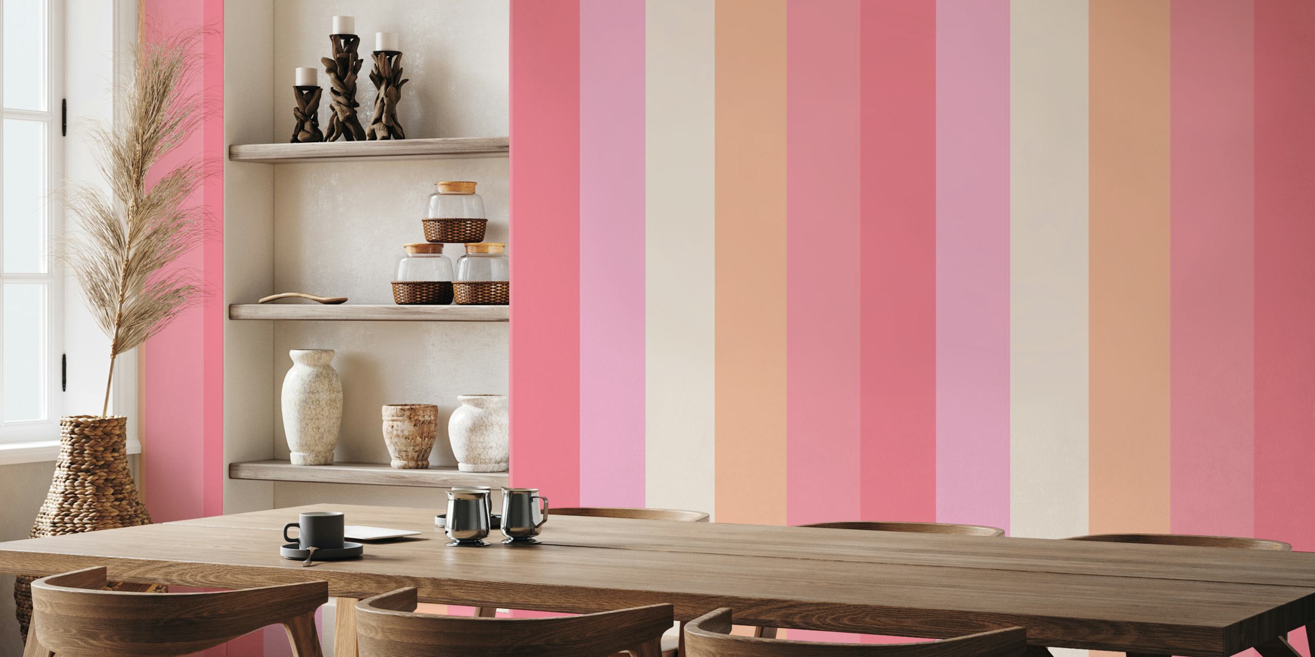 Pastel pink striped pattern wallpaper