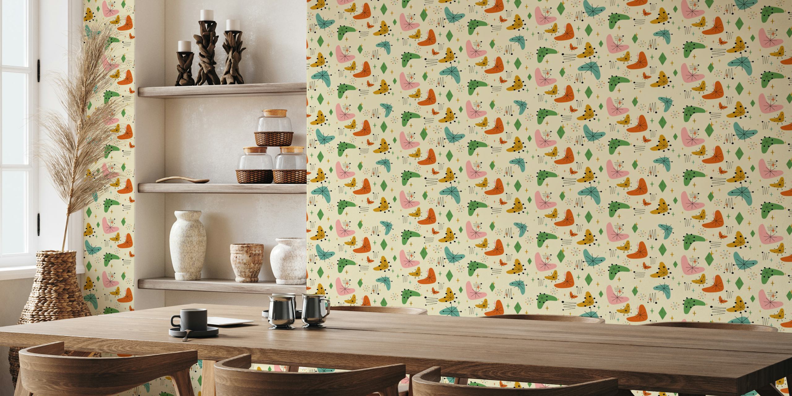 Whimsical wallpaper design in a stylish room