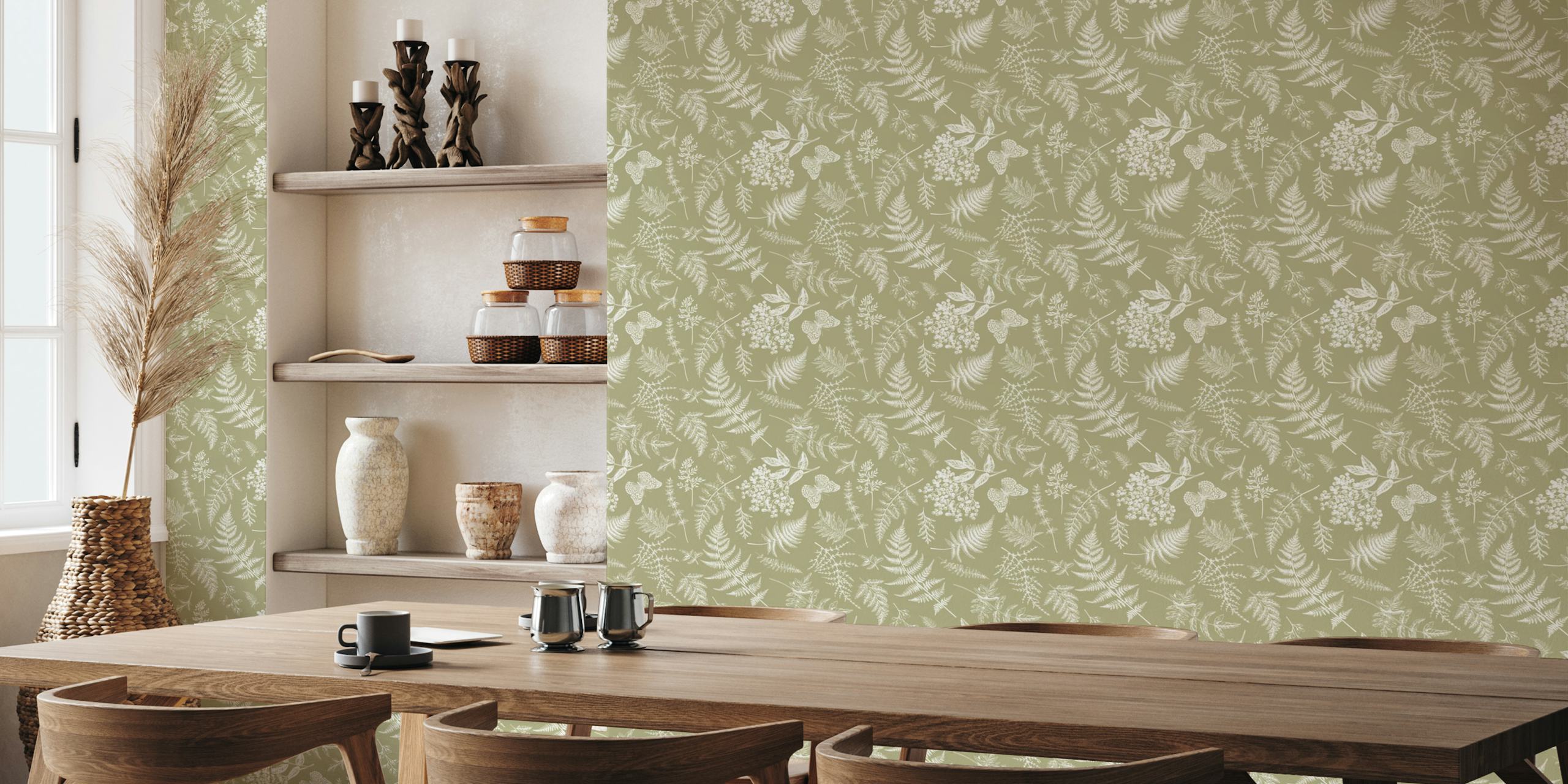 Farn Oasis wallpaper in a stylish room