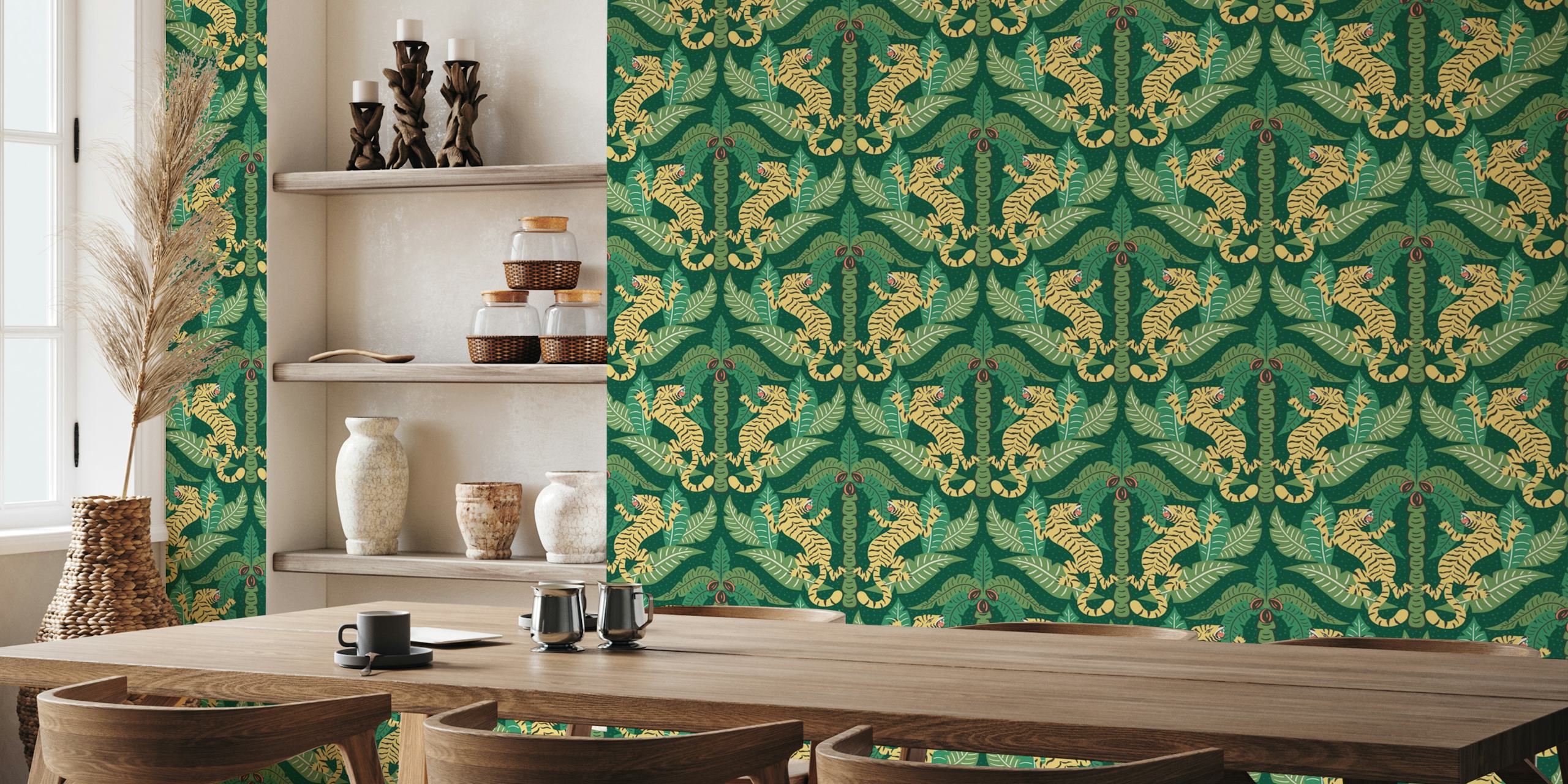Tiger Damask tapet i en rominnredning