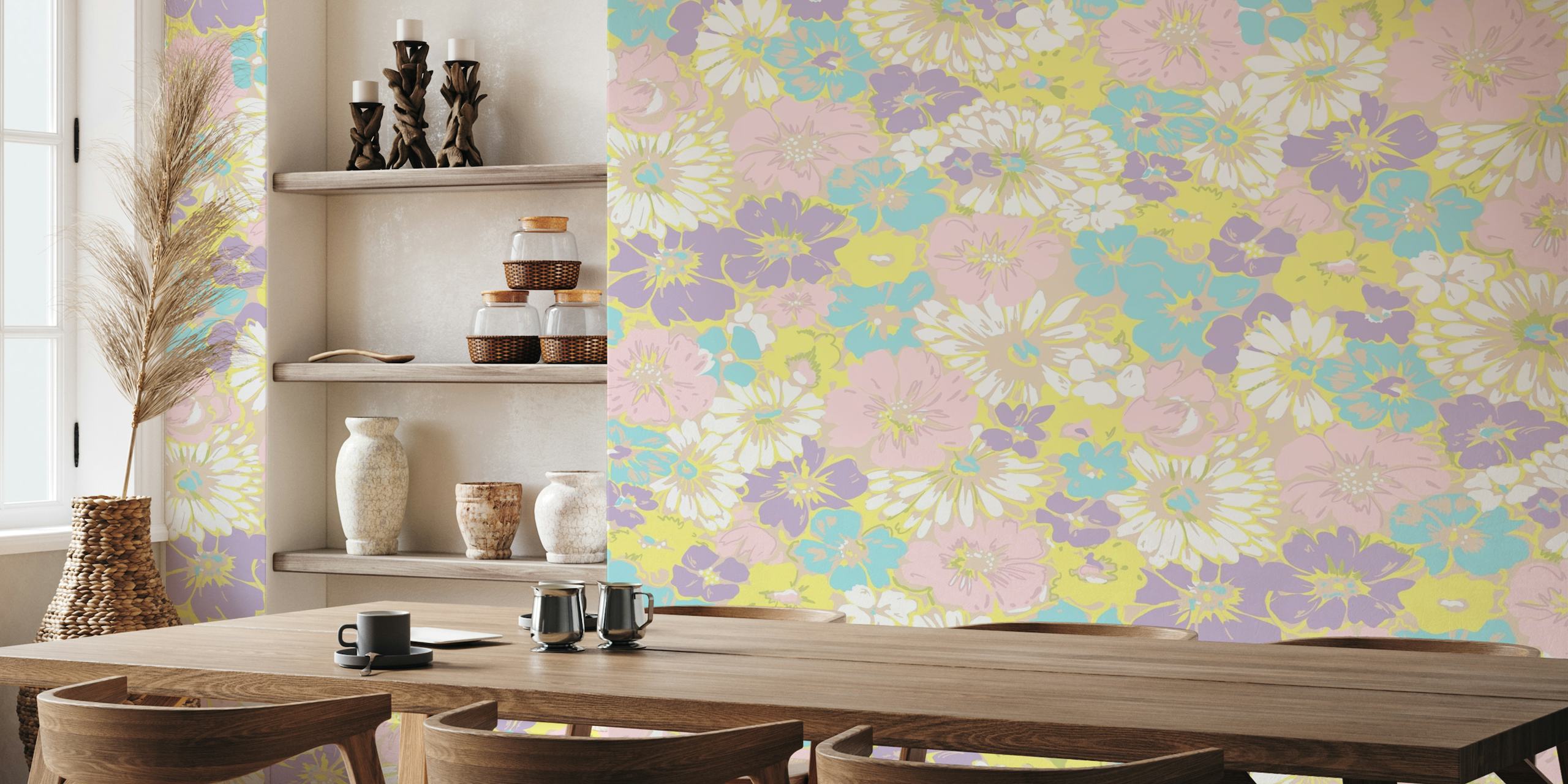 Deck Chair Retro Flower pastels wallpaper