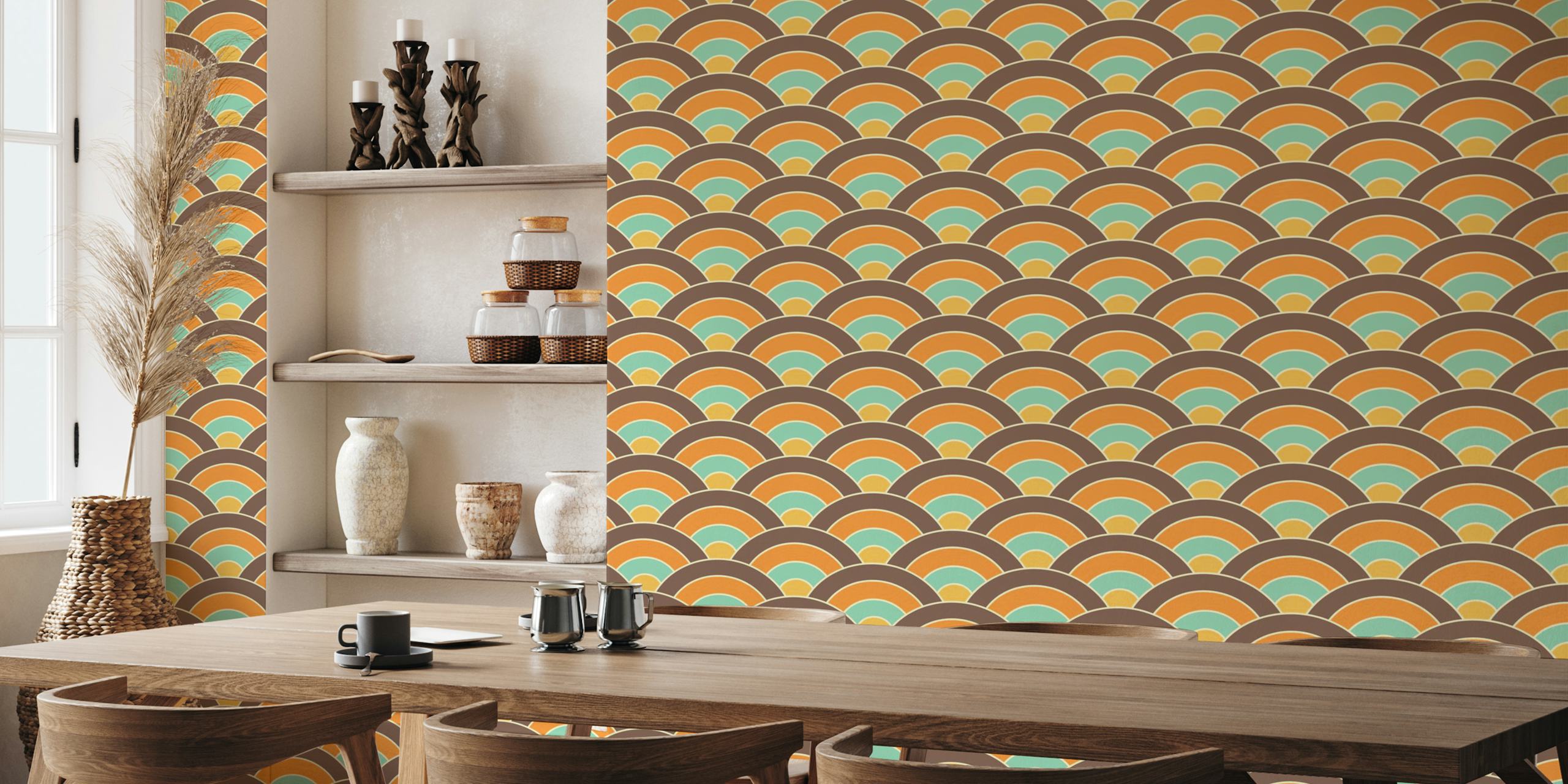 Tapeta Seigaiha wave motif u sobi