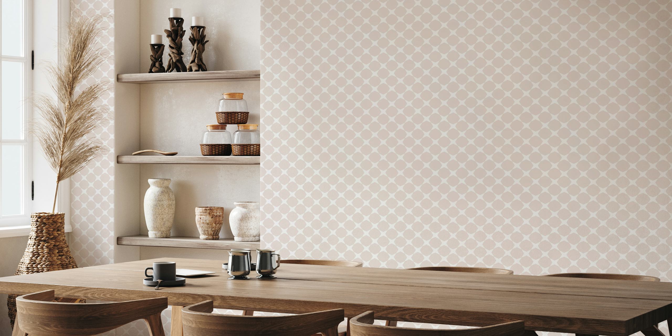 Geometric patterned wall mural Tessellation Treasures in soft blush tones