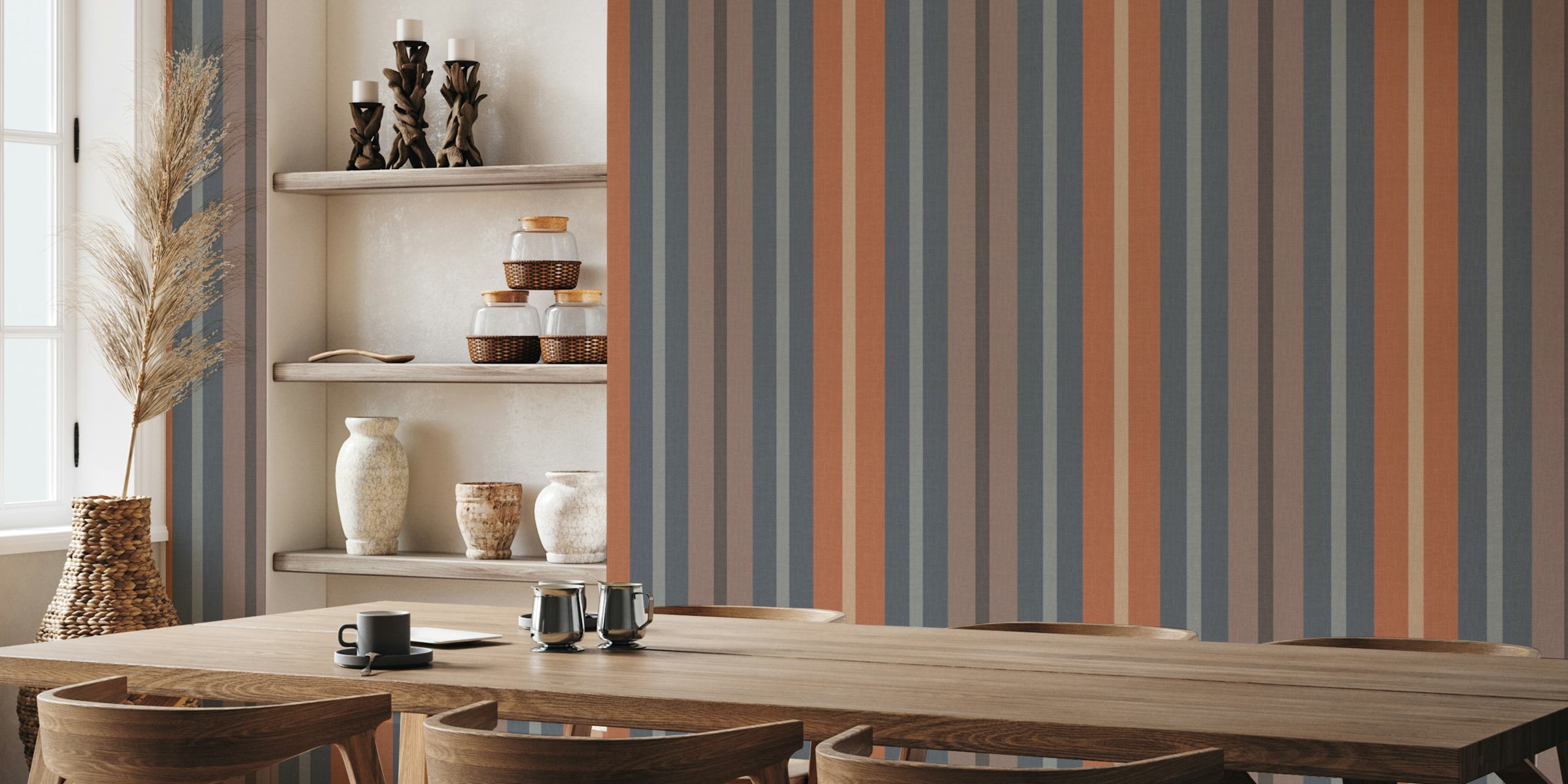 Burlap stripes wallpaper en un entorno de habitación