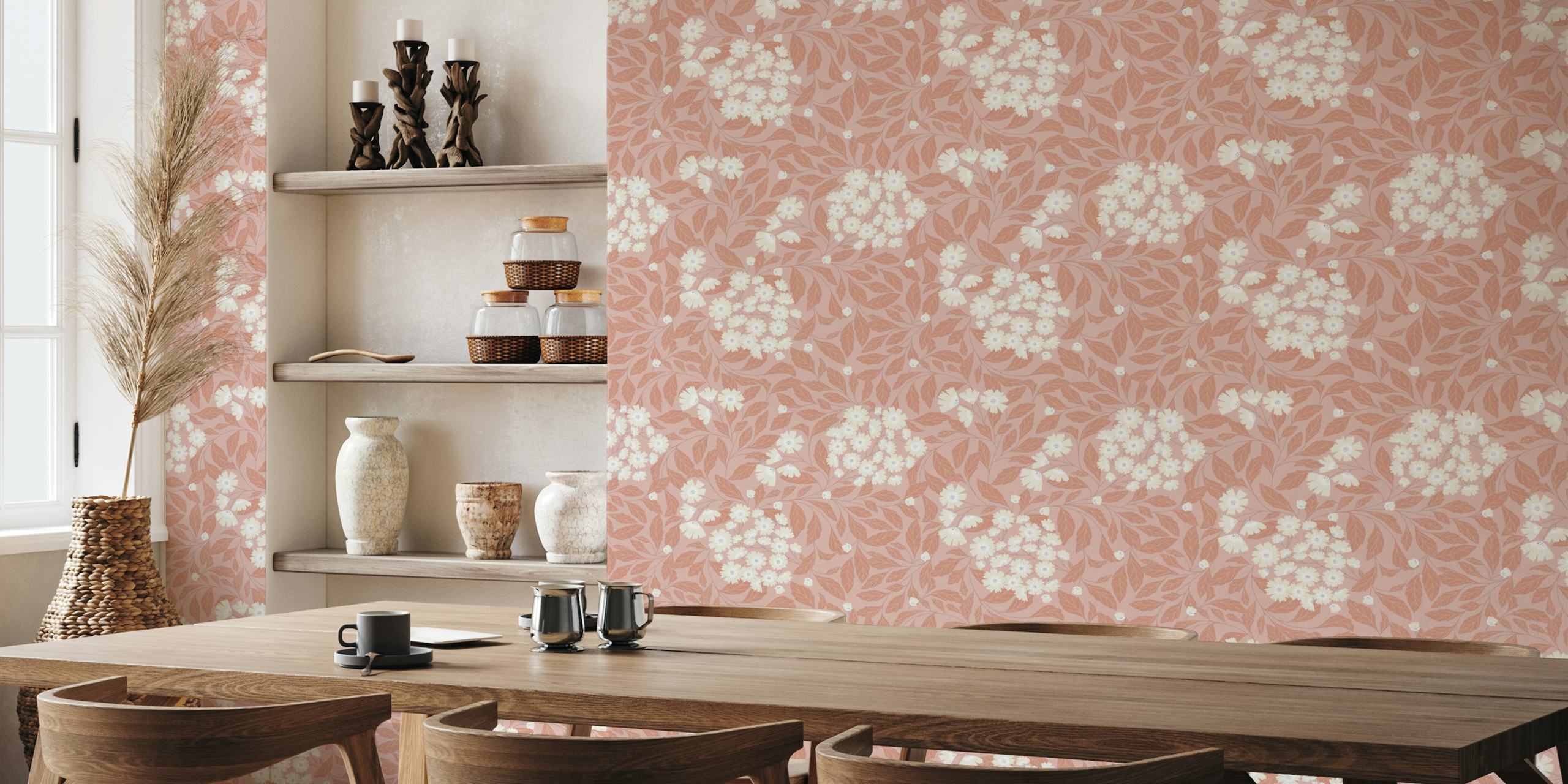 Dreamy wild blooms behang in een kamer