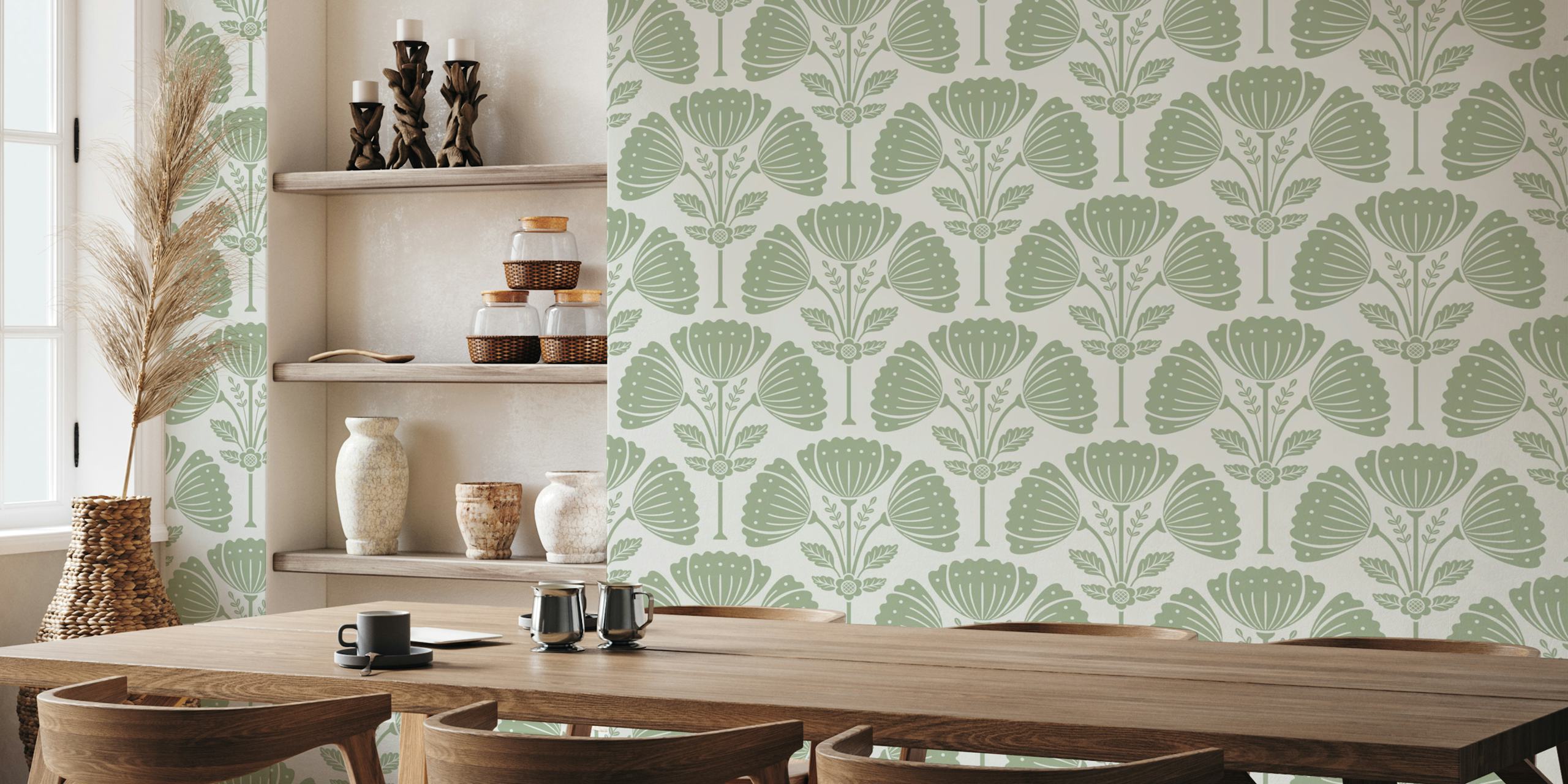 Tapeta Block Print Bouquet u sobi