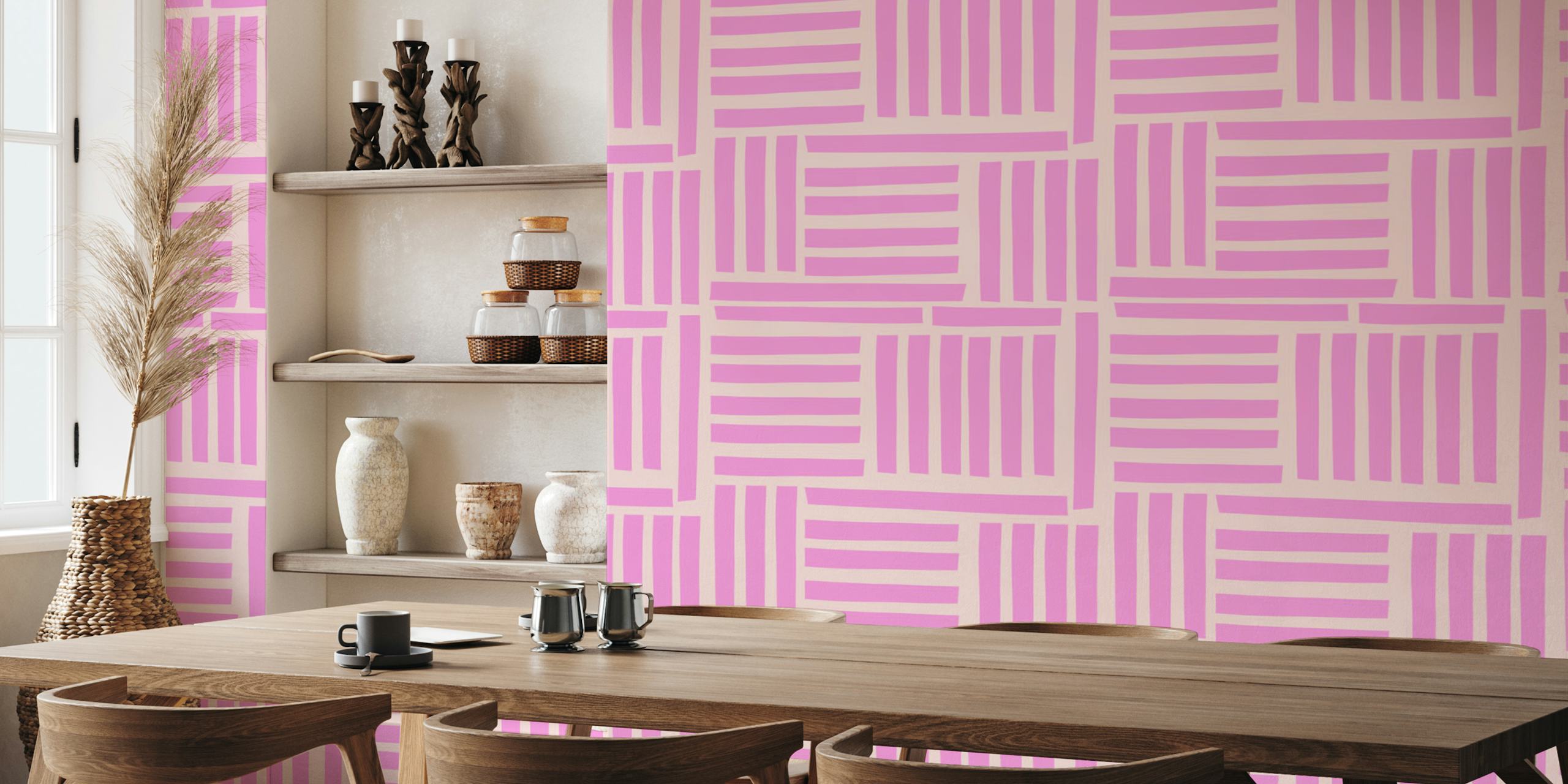Playful pink hues carta da parati in una stanza