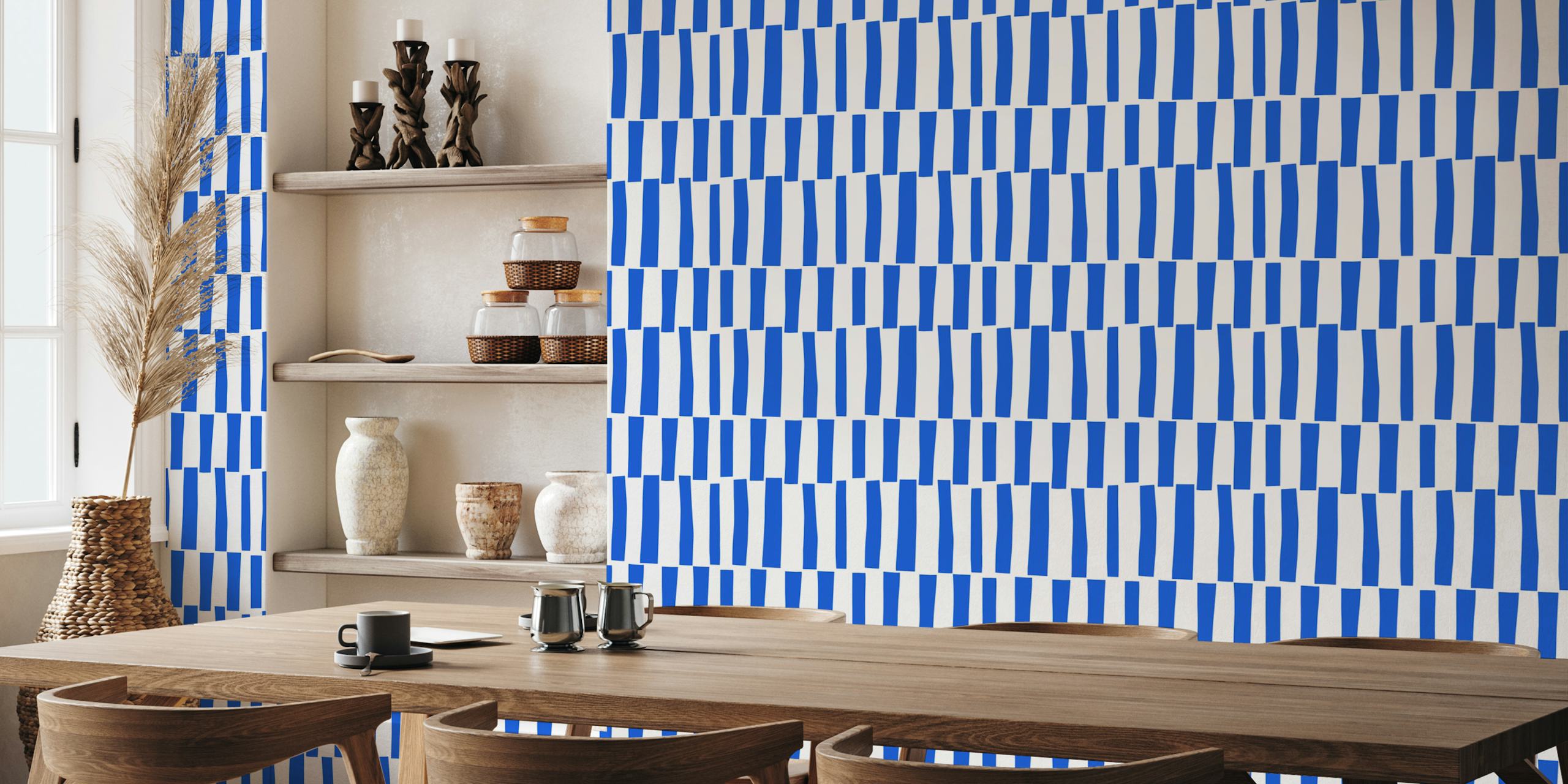 Blue striped pattern on white background wallpaper