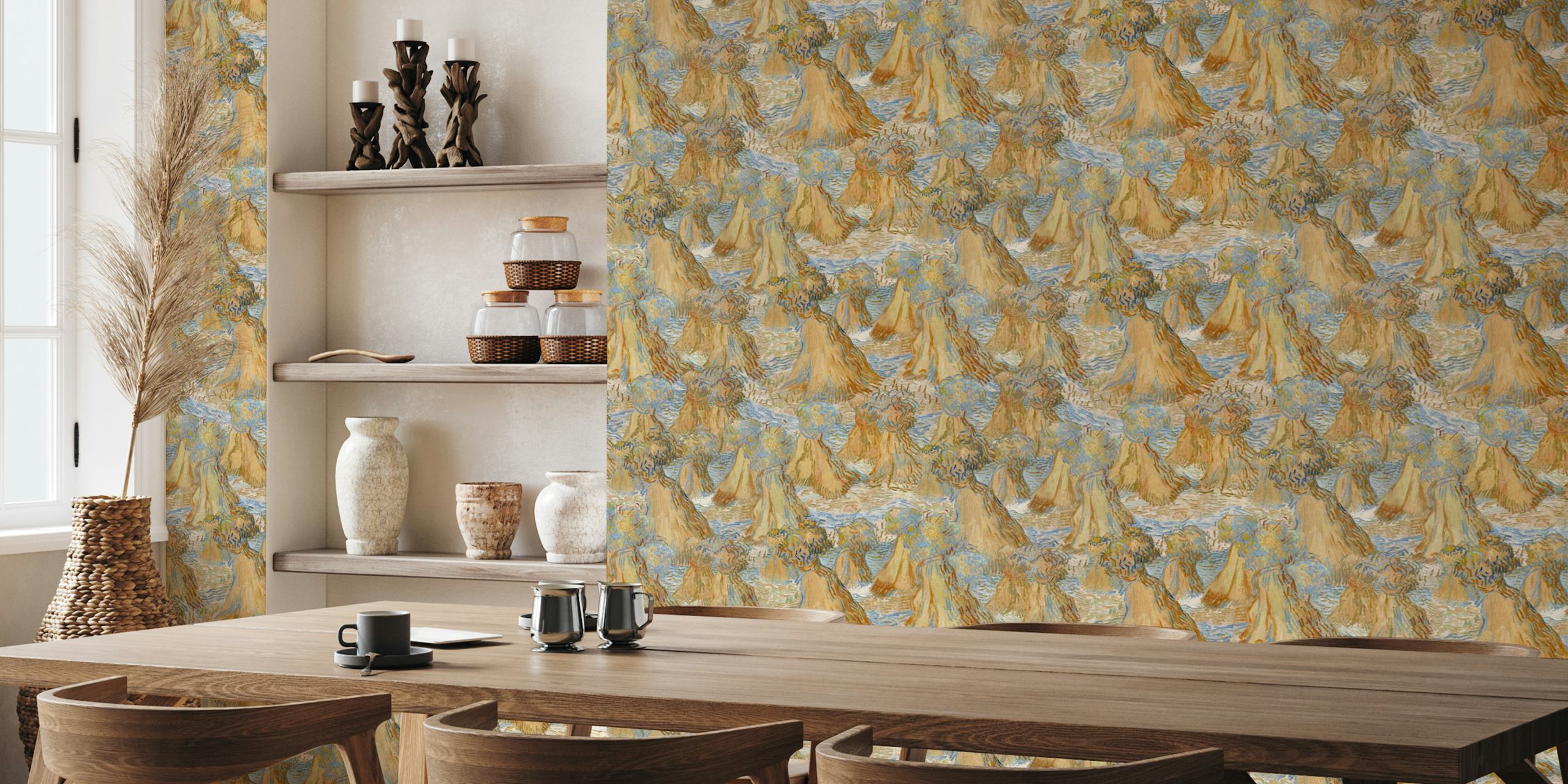 Vincent van Gogh's Sheaves of Wheat wallpaper design