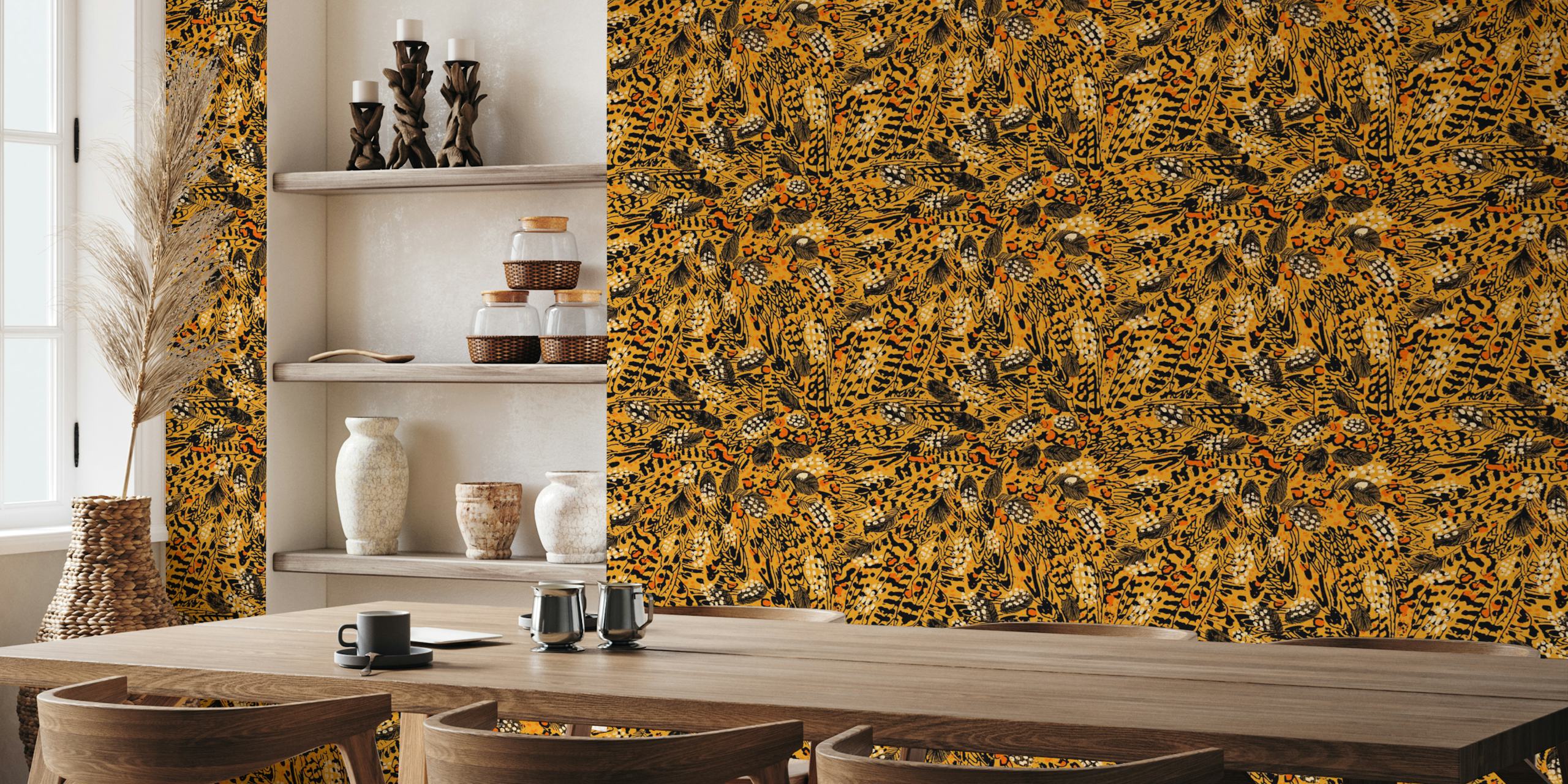 Vibrant leopard print wallpaper in a room