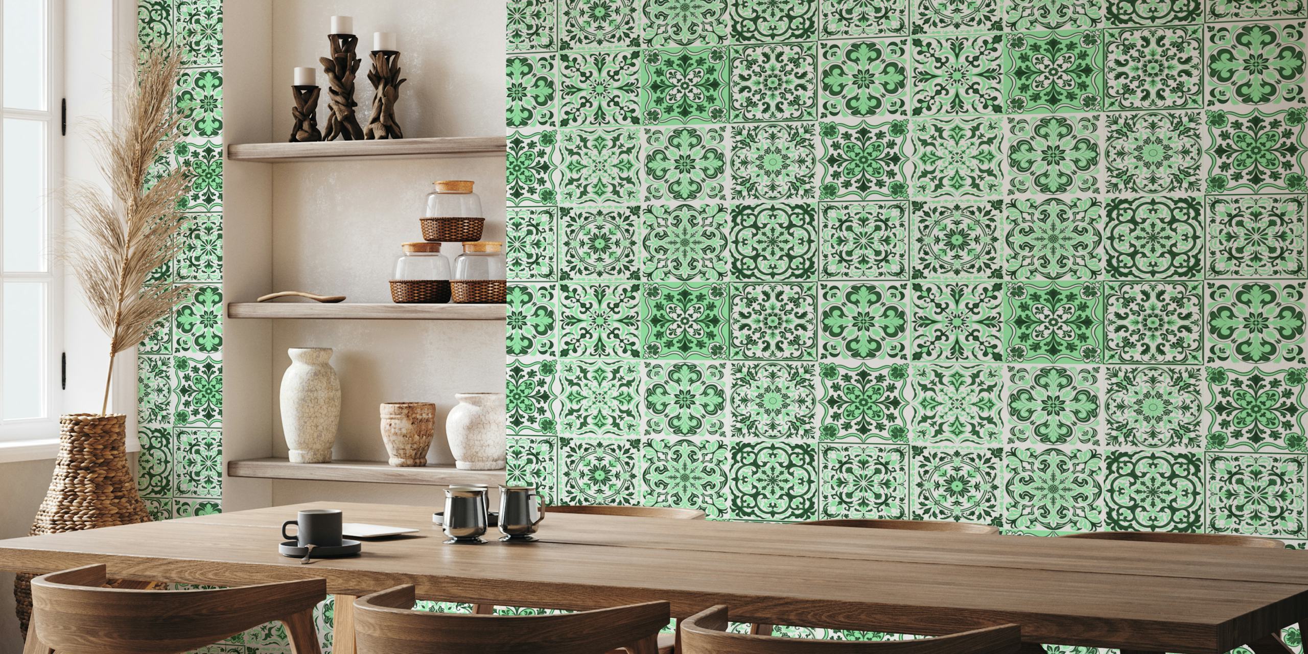 Zielone płytki ceramiczne Mixed Ceramic Tiles w pokoju