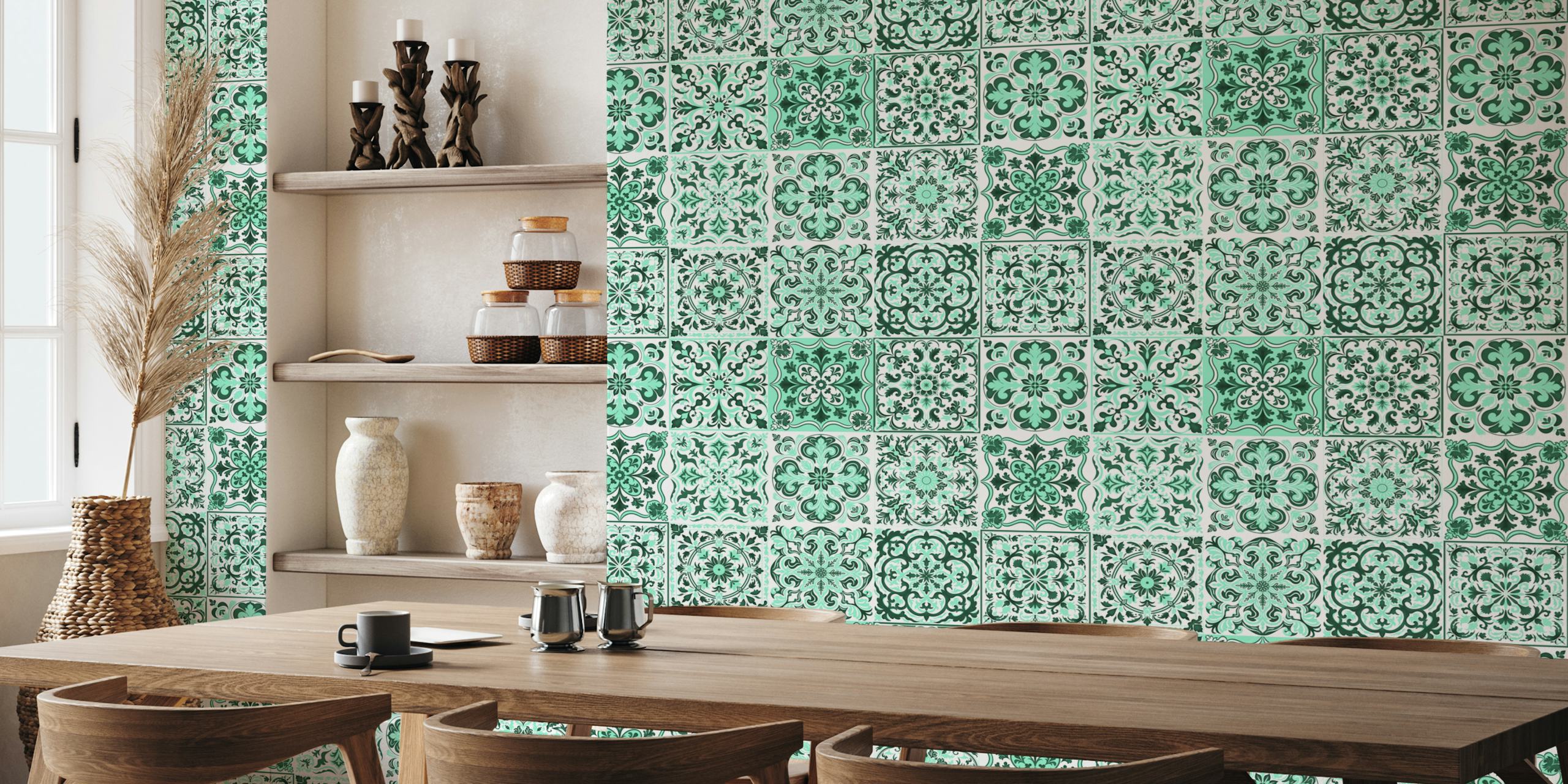 Turkis Mixed Ceramic Tiles tapet i et rom