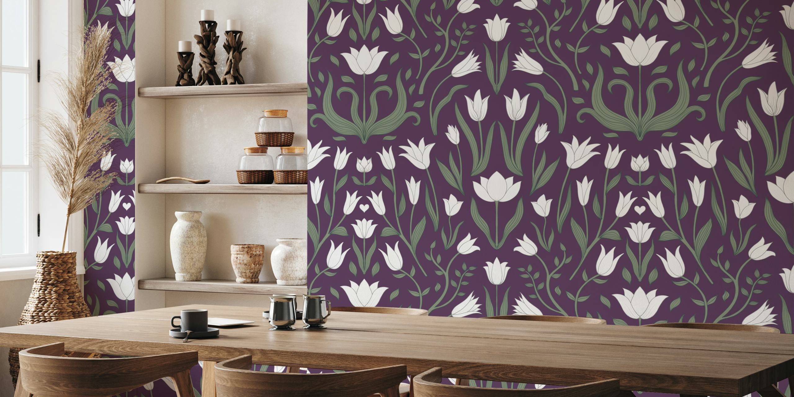 Tulip wallpaper design in a room