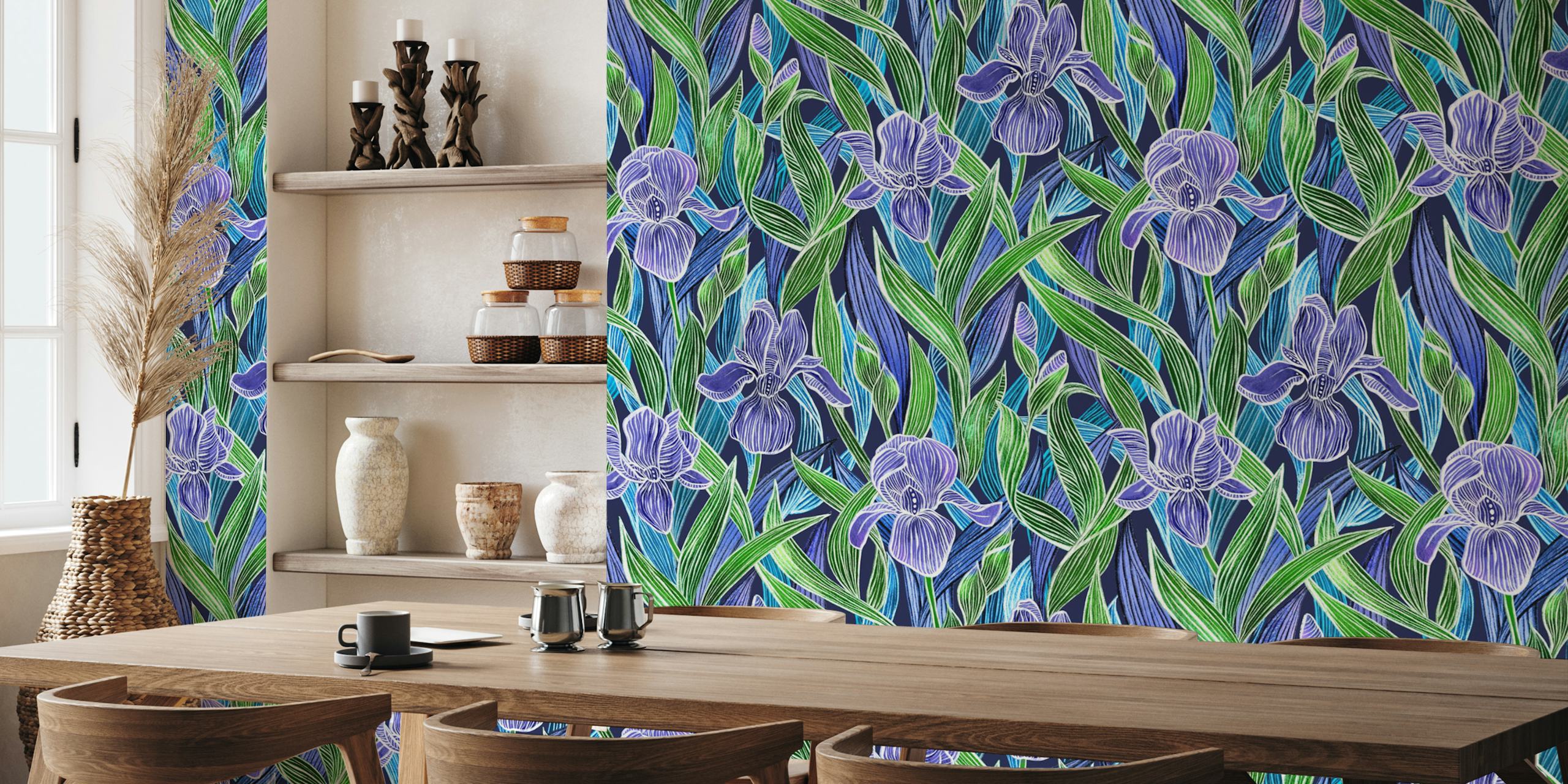 Iridescent Irises wallpaper in a room