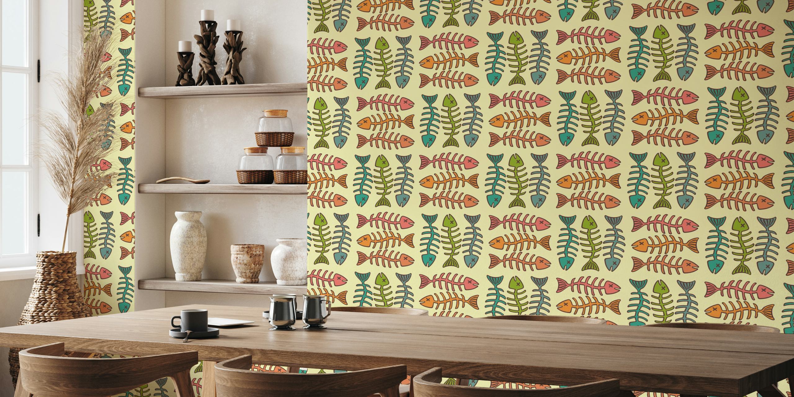 Fish bones vintage tapetdesign