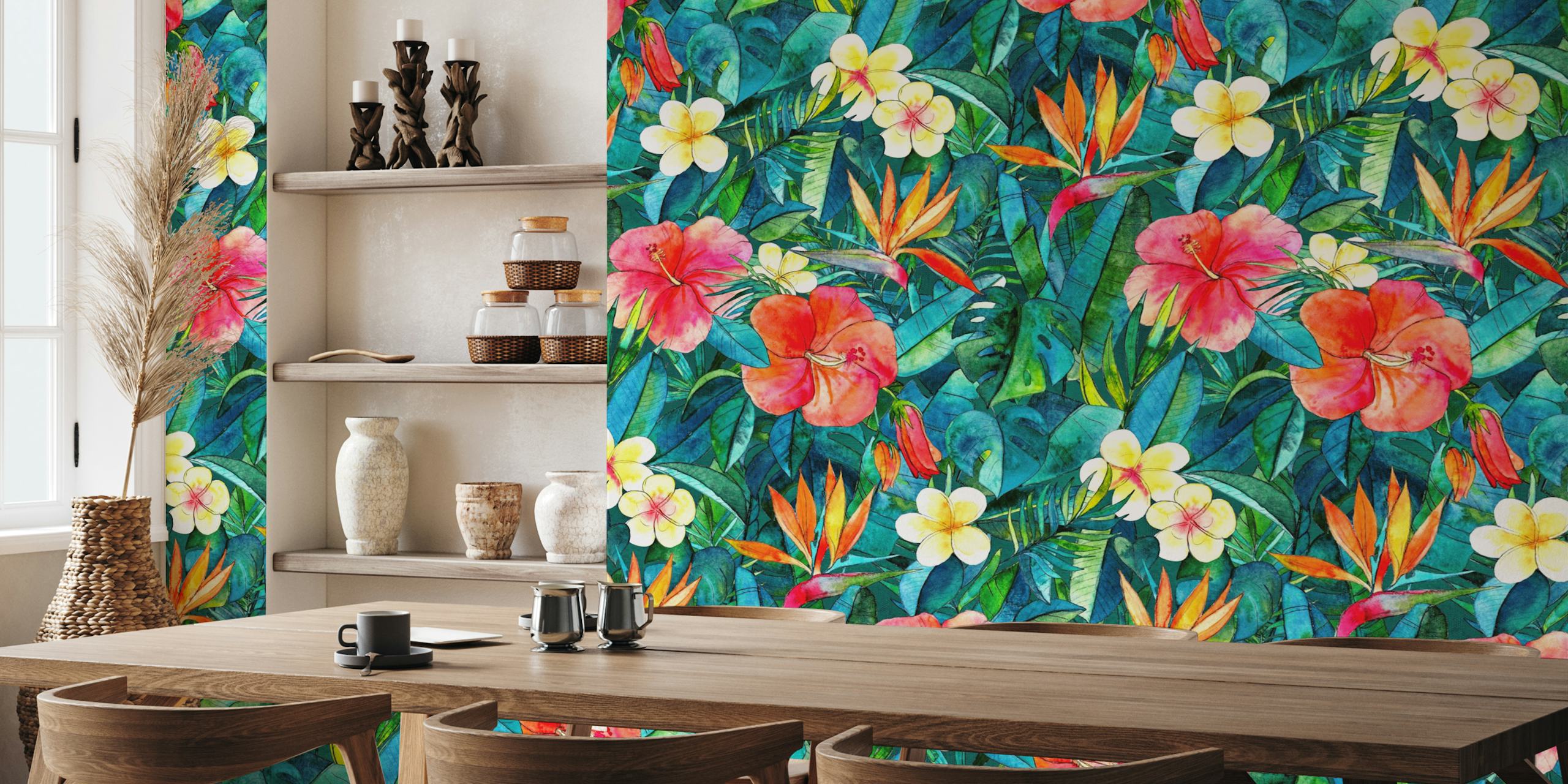 Design di carta da parati tropicale colorata