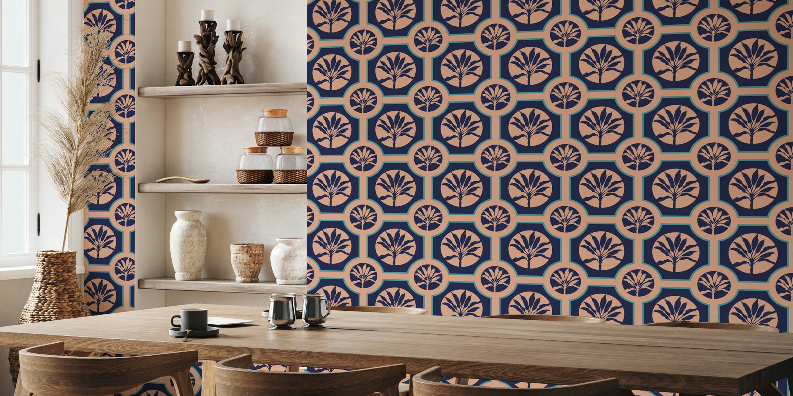 Maroc Tropical Ti Plant Tiles Wallpaper Design