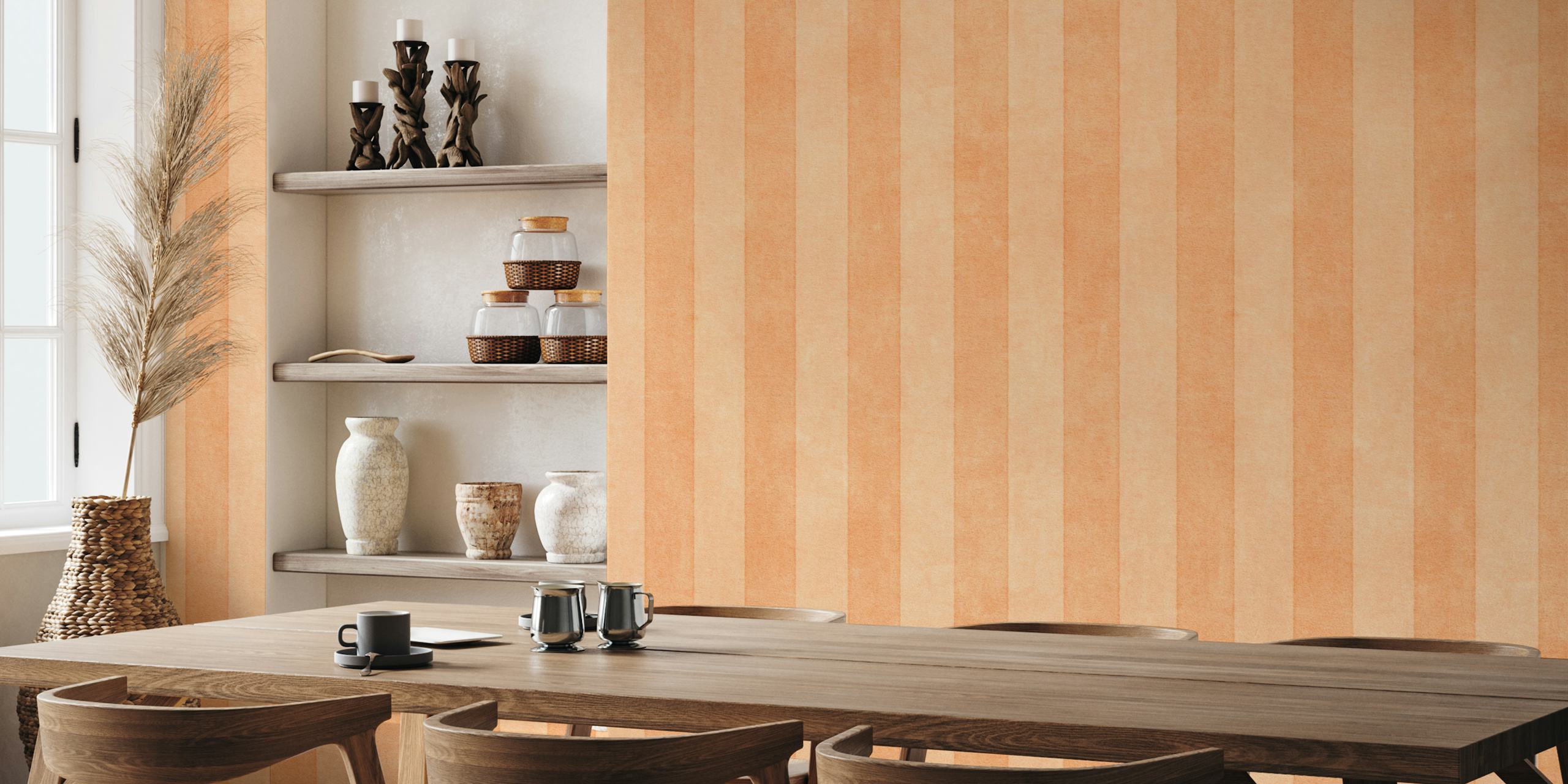 Peach vertical stripes wallpaper