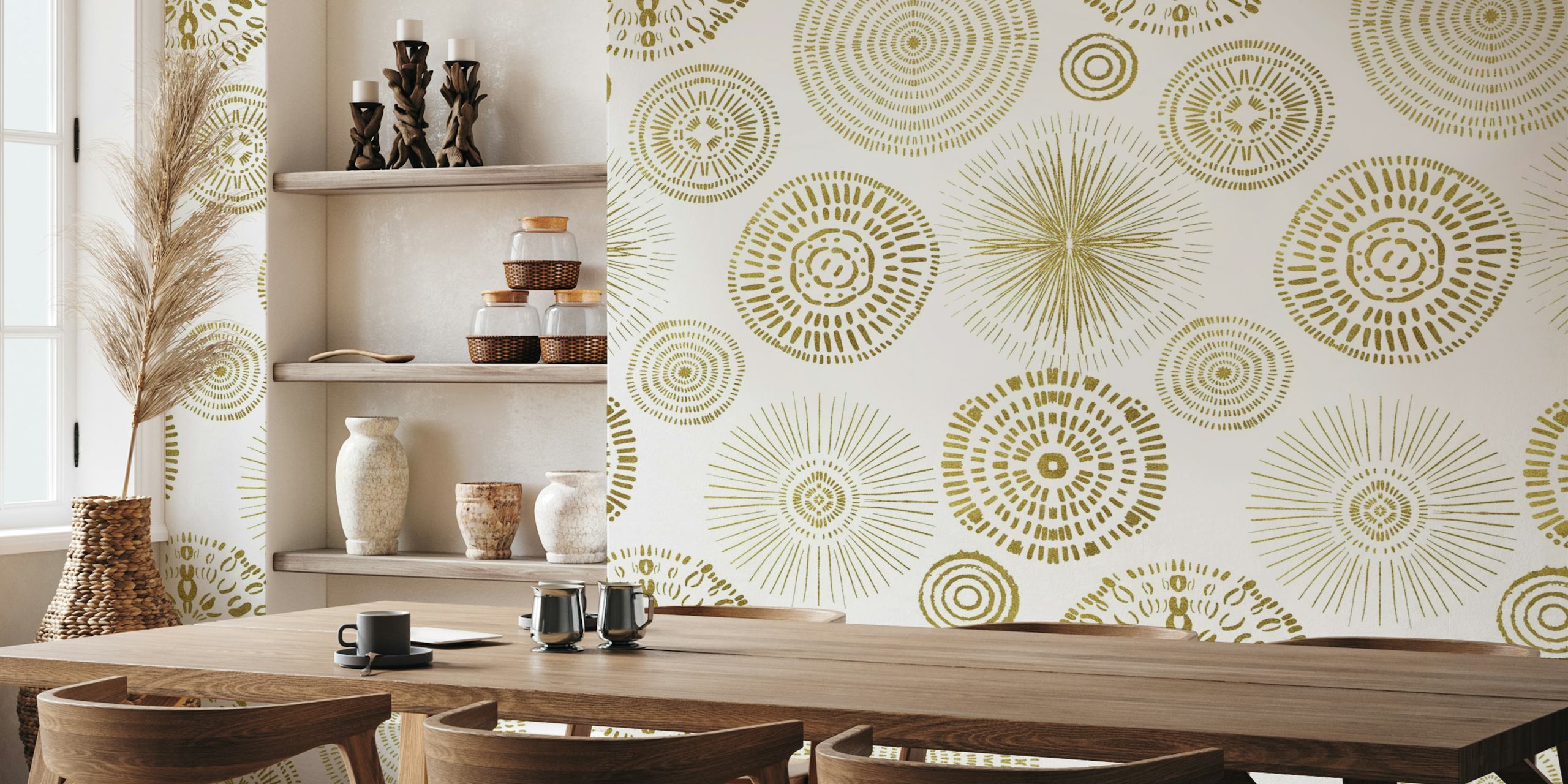 Papel tapiz Whimsical Boho Circles en una habitación