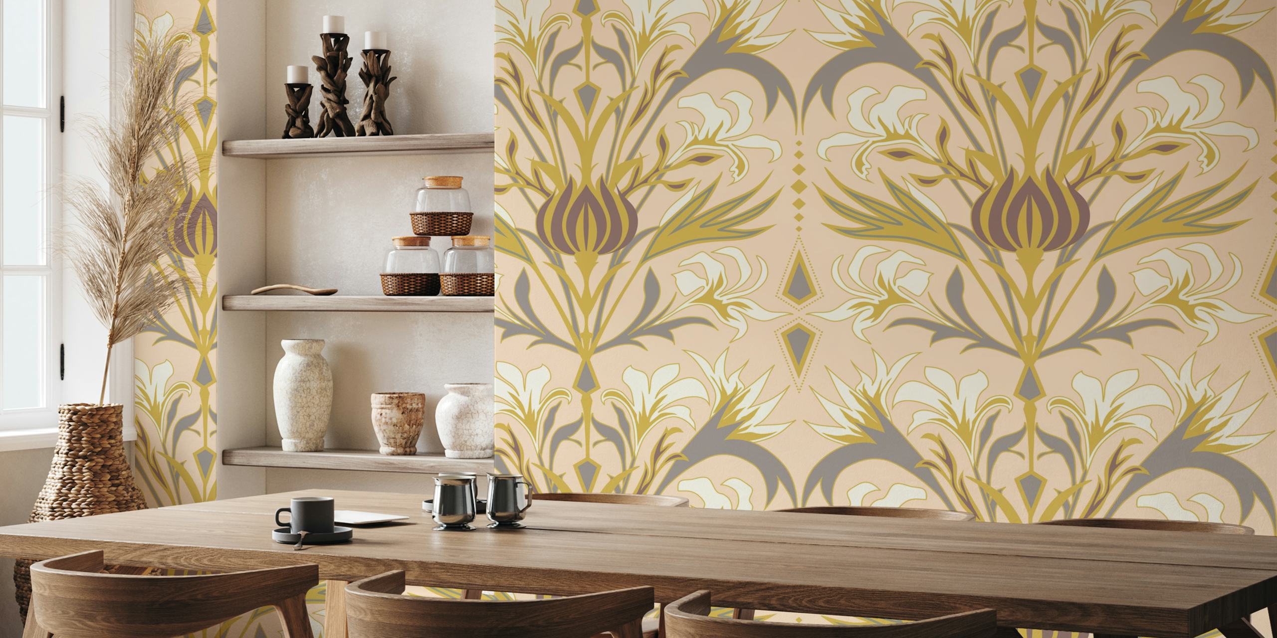 Lily floral patterned pink wallpaper wallpaper