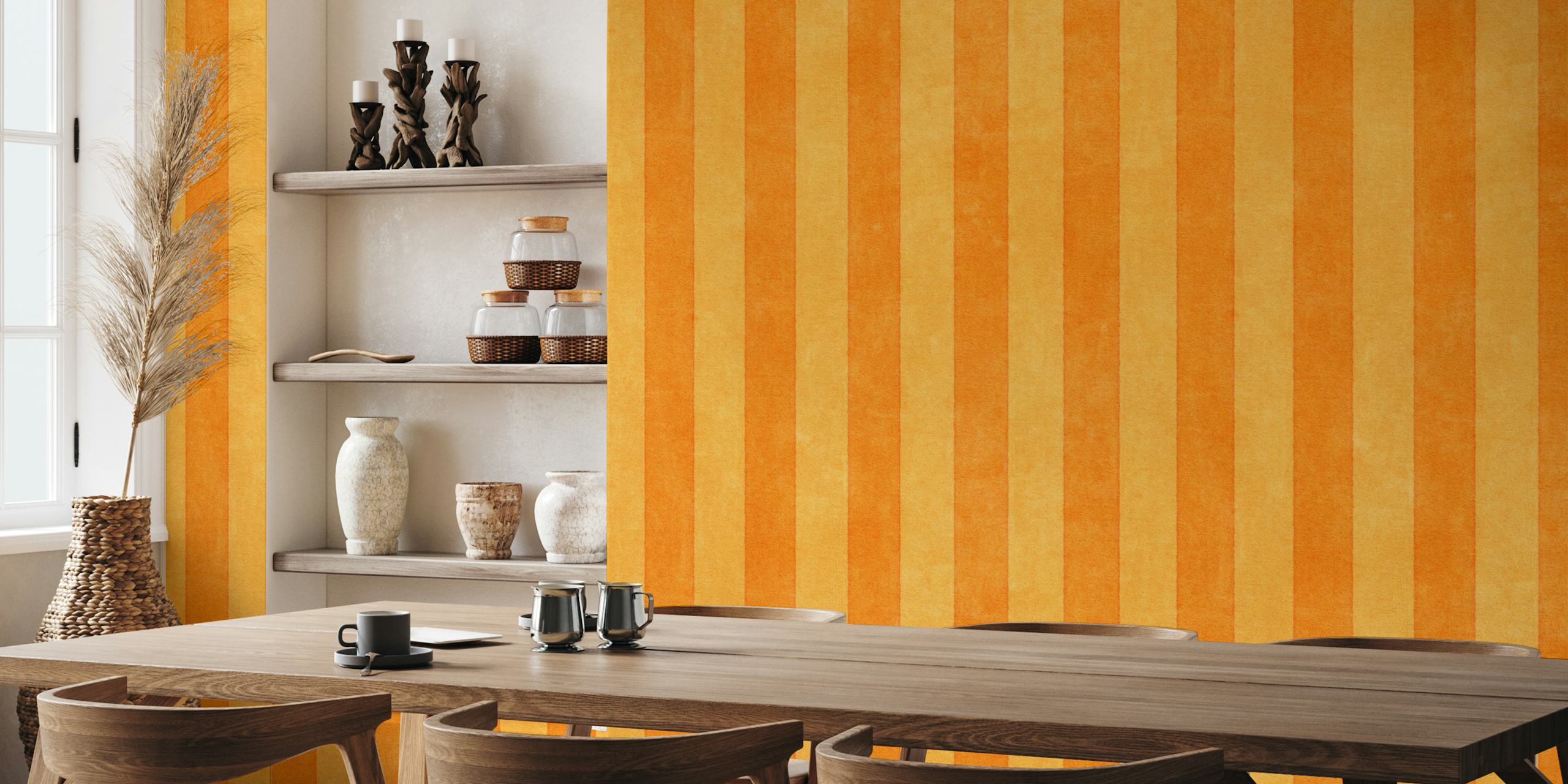Orange striped wallpaper in a bright, cheerful design