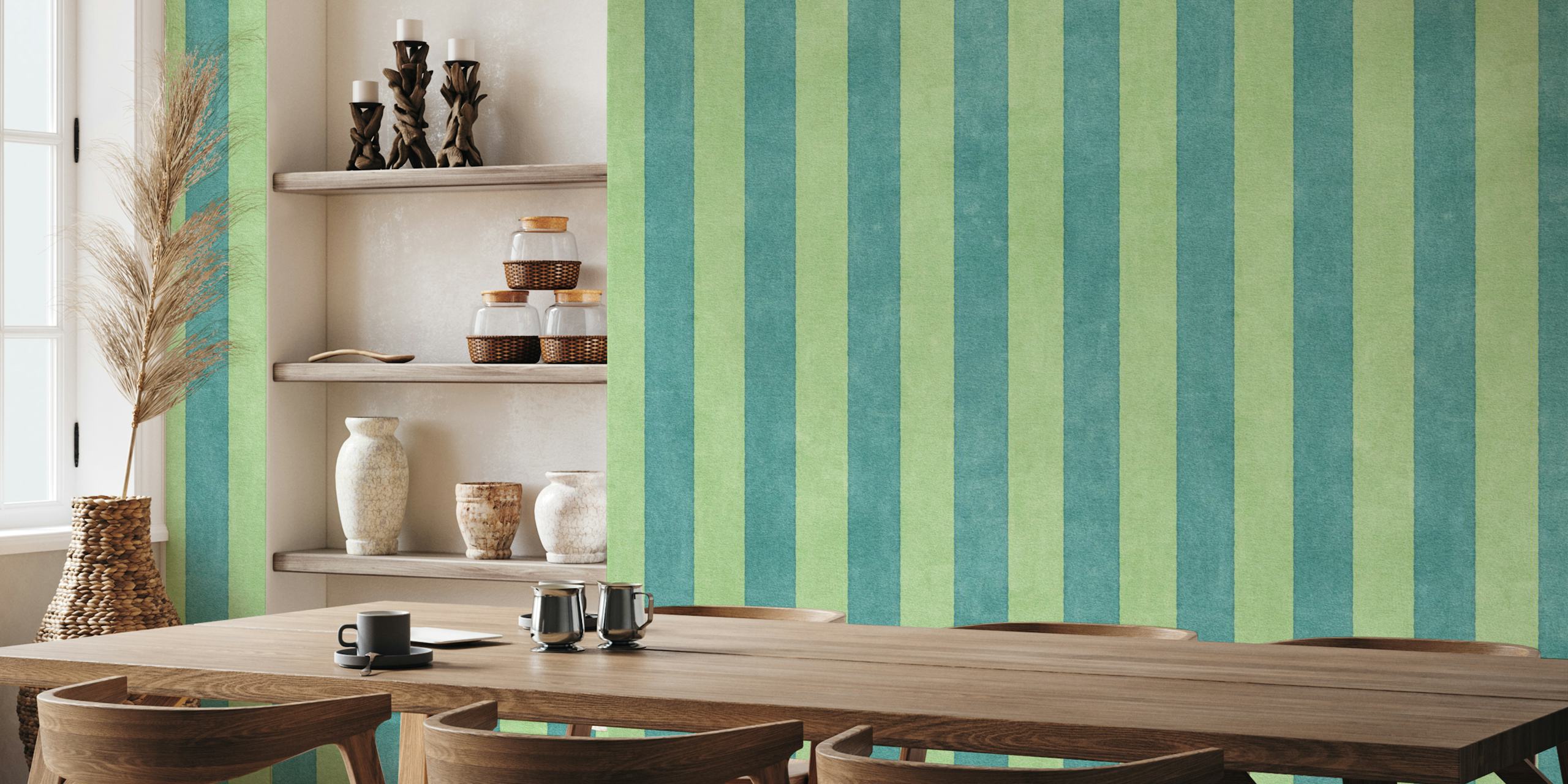 Rayures vertes et teal verticales wallpaper