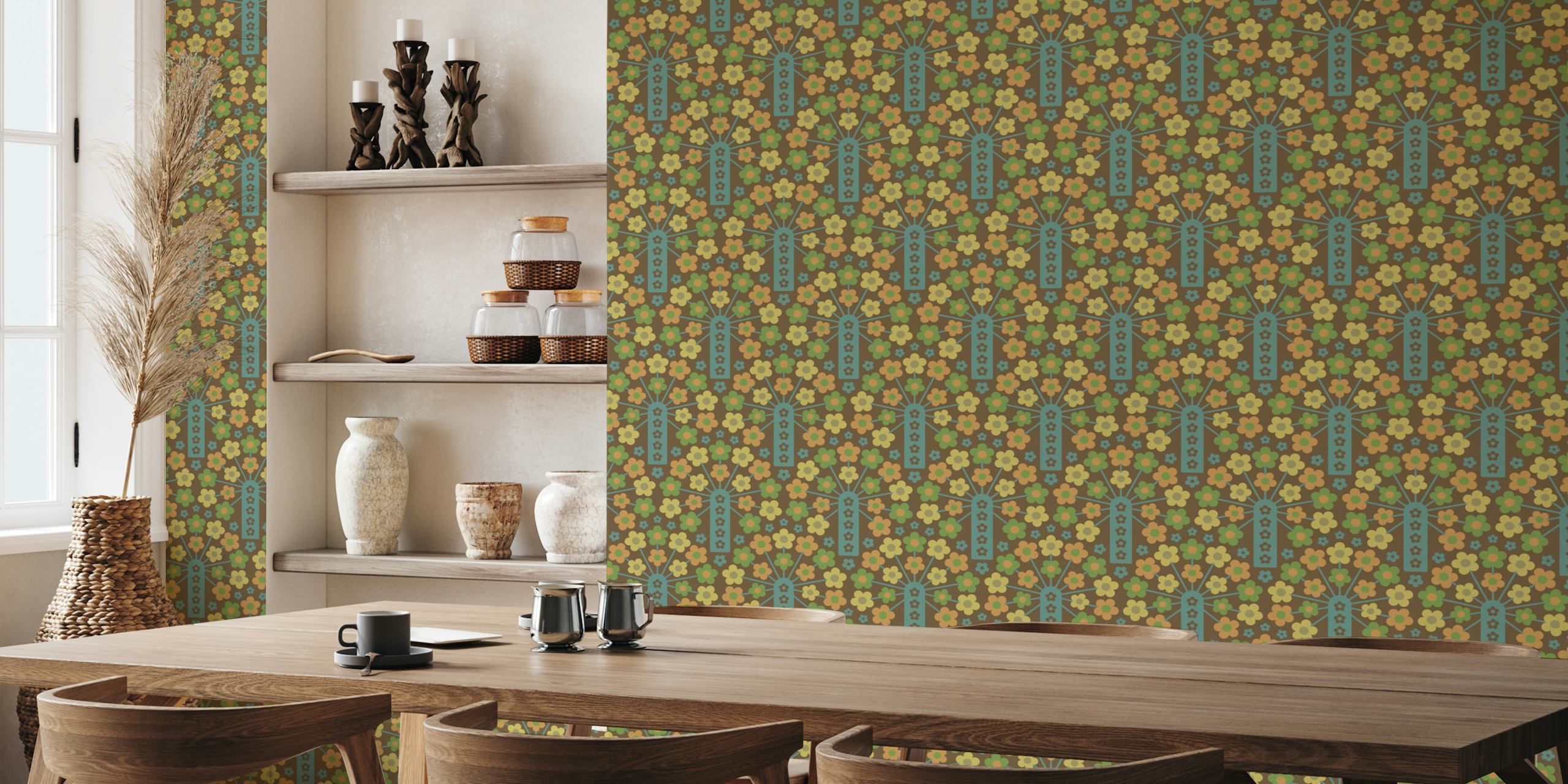 Cow Parsley Retro Floral Wallpaper In A Room
