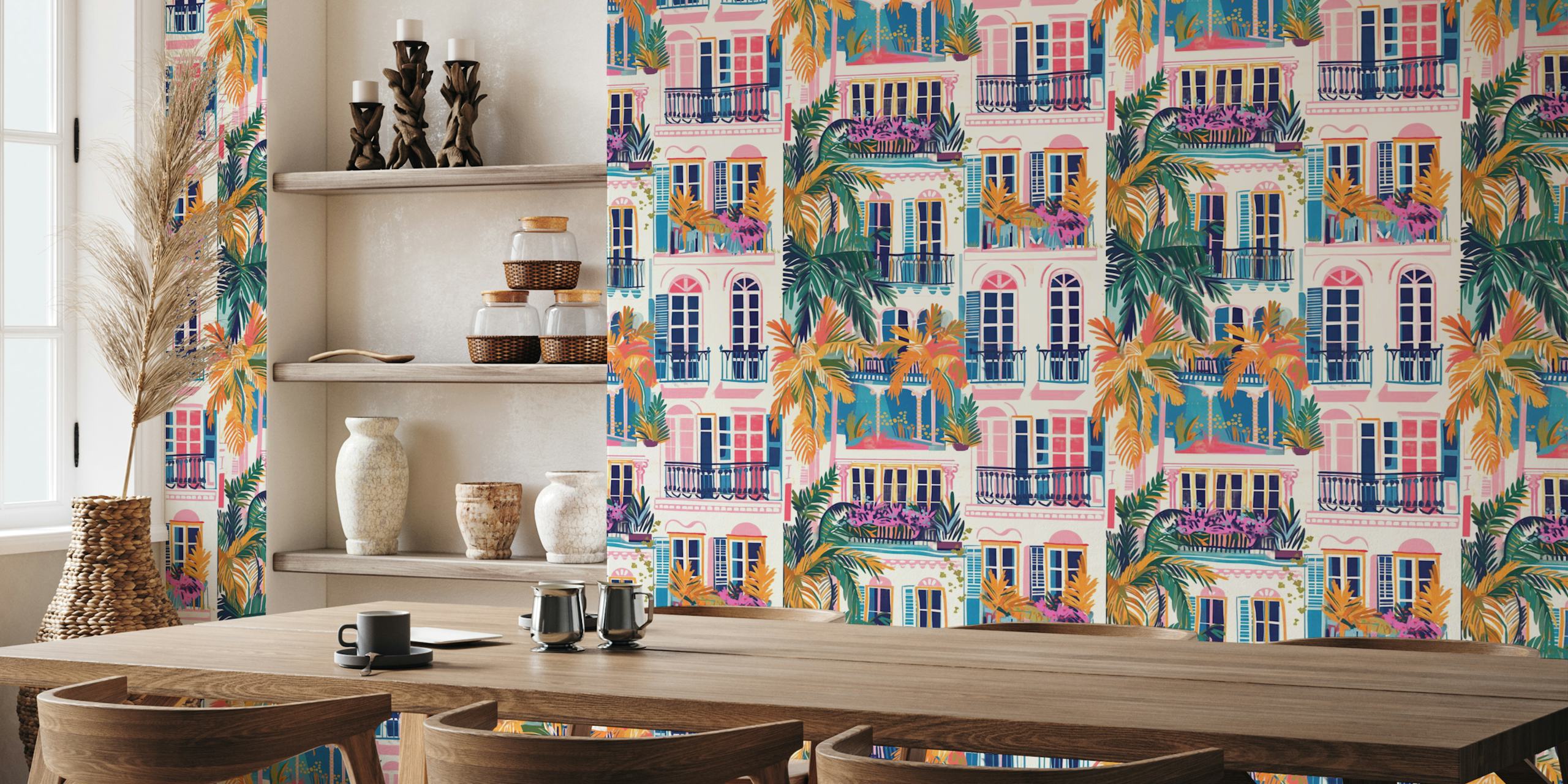 Barcelona Love Letter Art Tapete in einem Raum