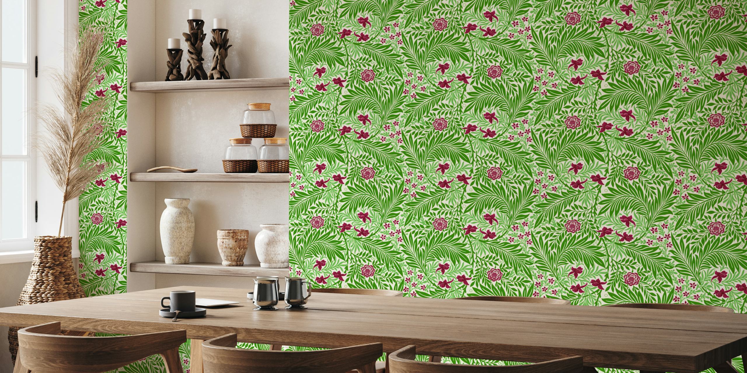 Ταπετσαρία Victorian Larkspur pattern 18 που προβάλλεται σε ένα δωμάτιο