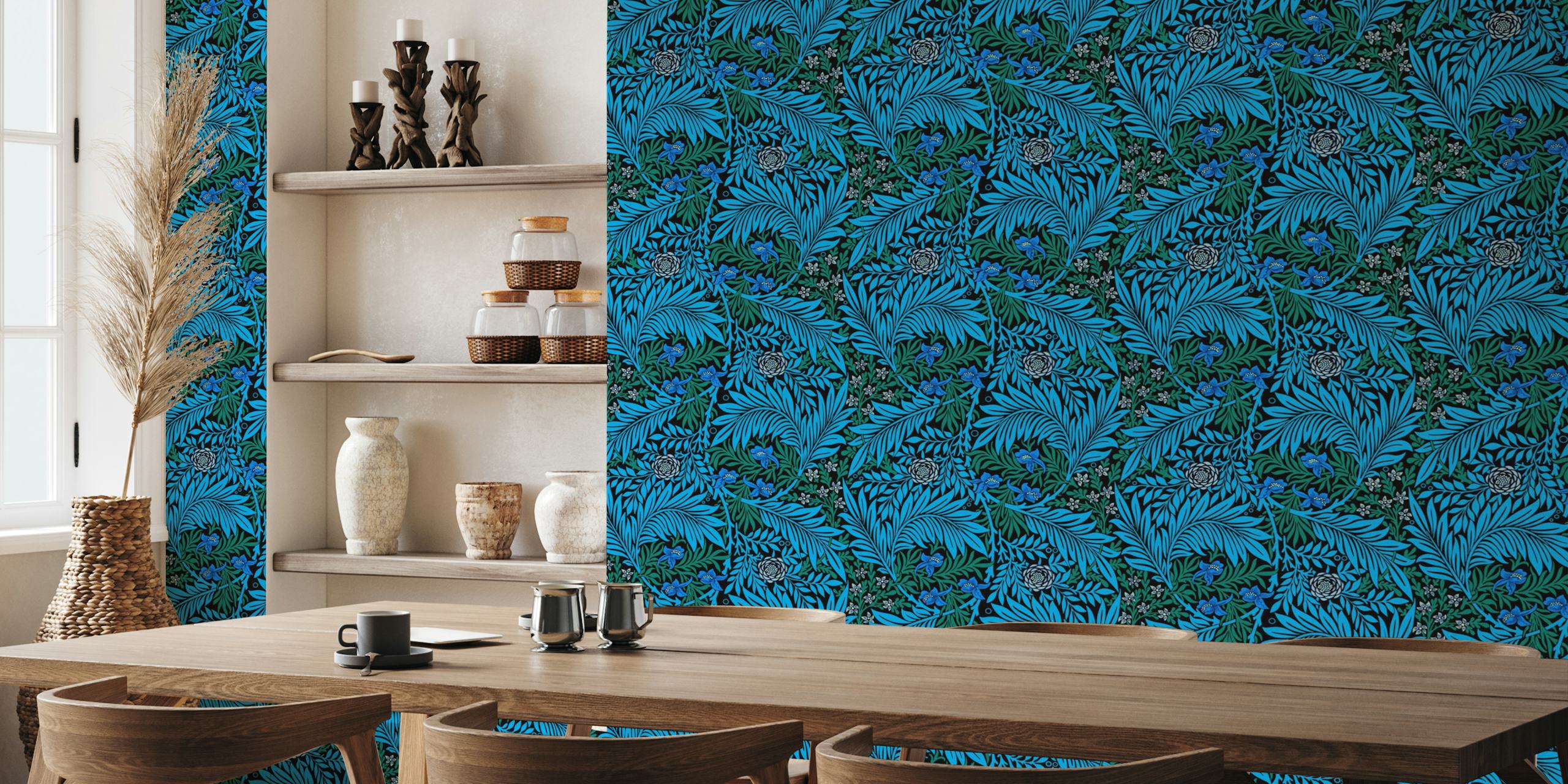 Victorian Larkspur pattern behang in een kamer