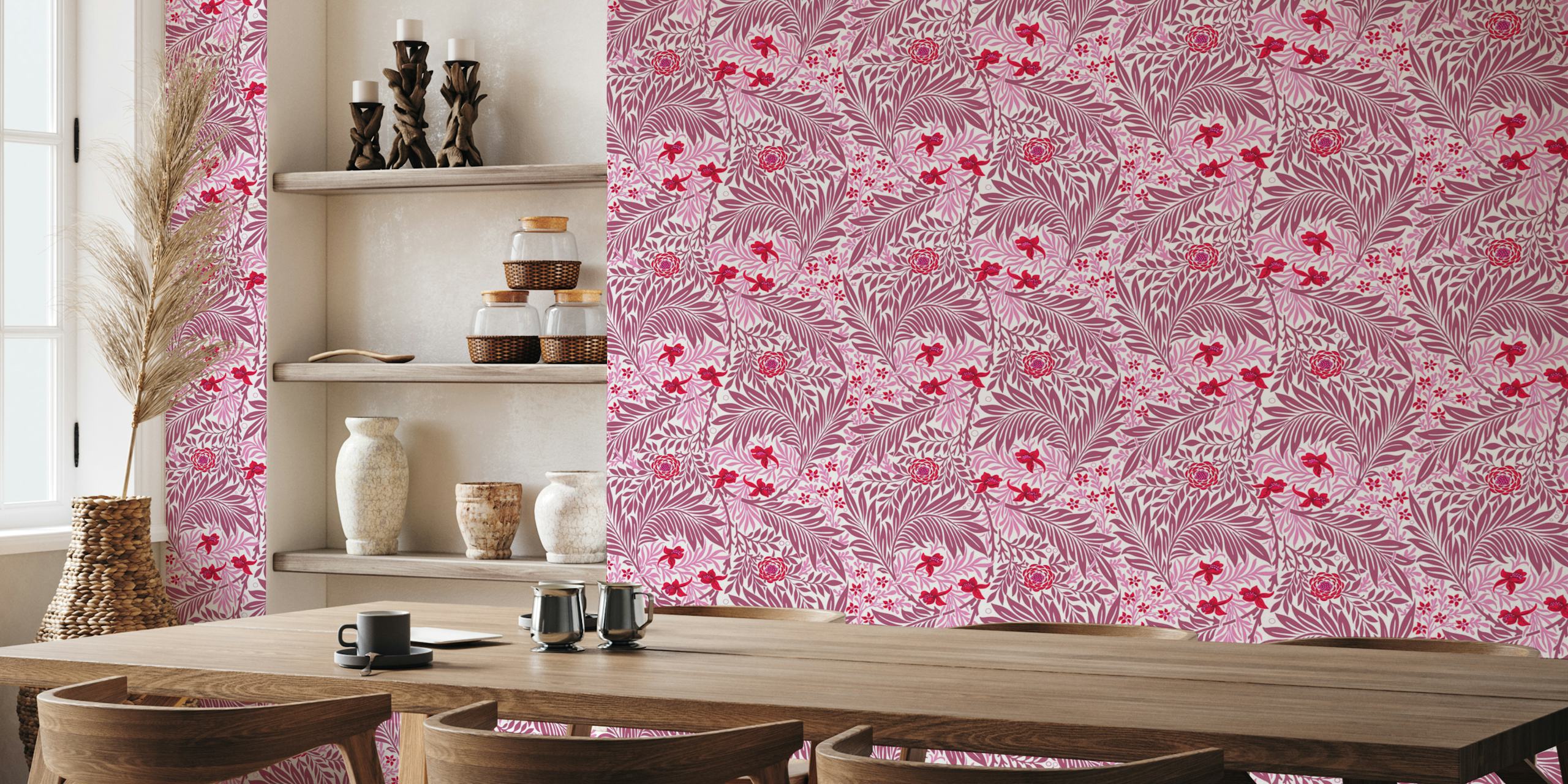 Victorian Larkspur pattern wallpaper in interior
