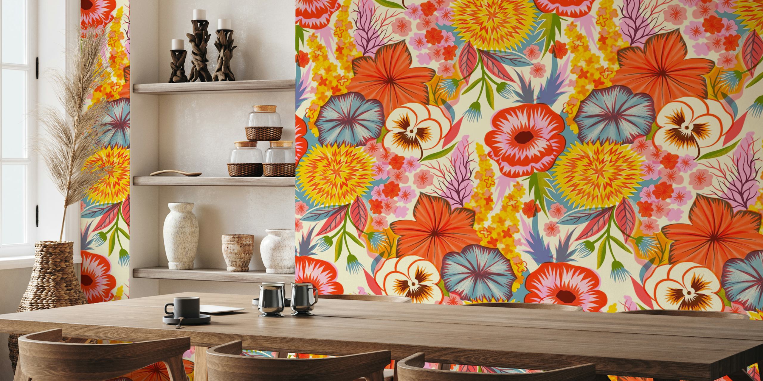 Vibrant blomsterdesign til boligindretning