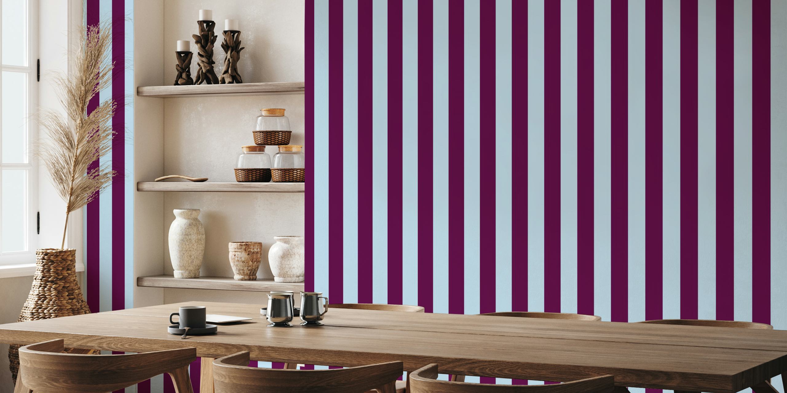 Ταπετσαρία Light Blue-Purple Stripes σε ένα δωμάτιο
