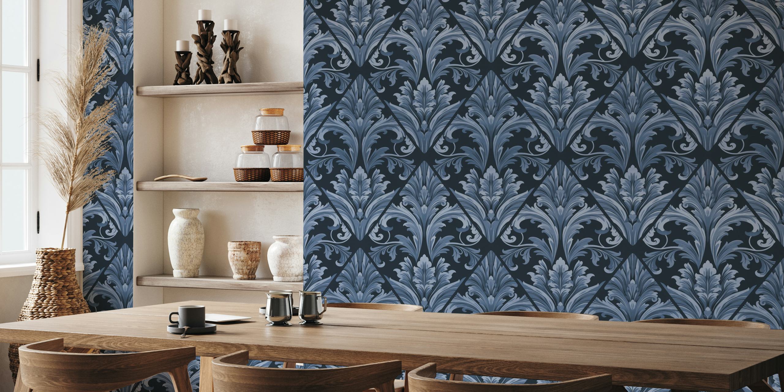 Carta da parati Victorian Elegance in royal blue
