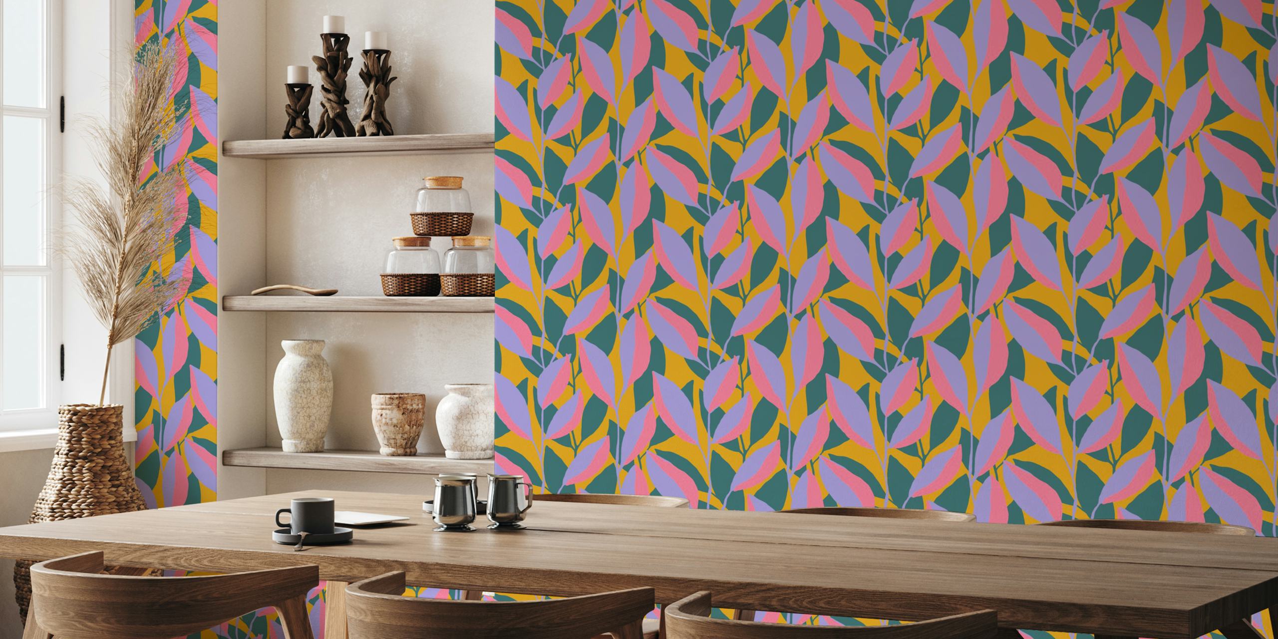 Tropical jungle wallpaper in a room