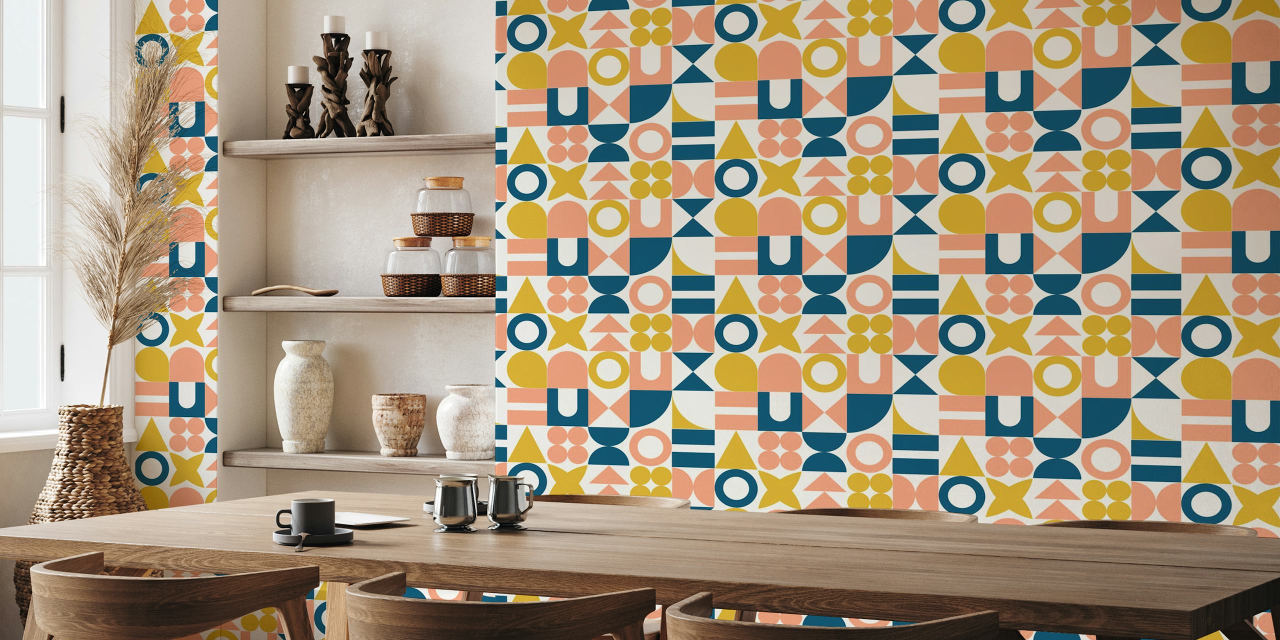 Design de papier peint avec des formes géométriques colorées