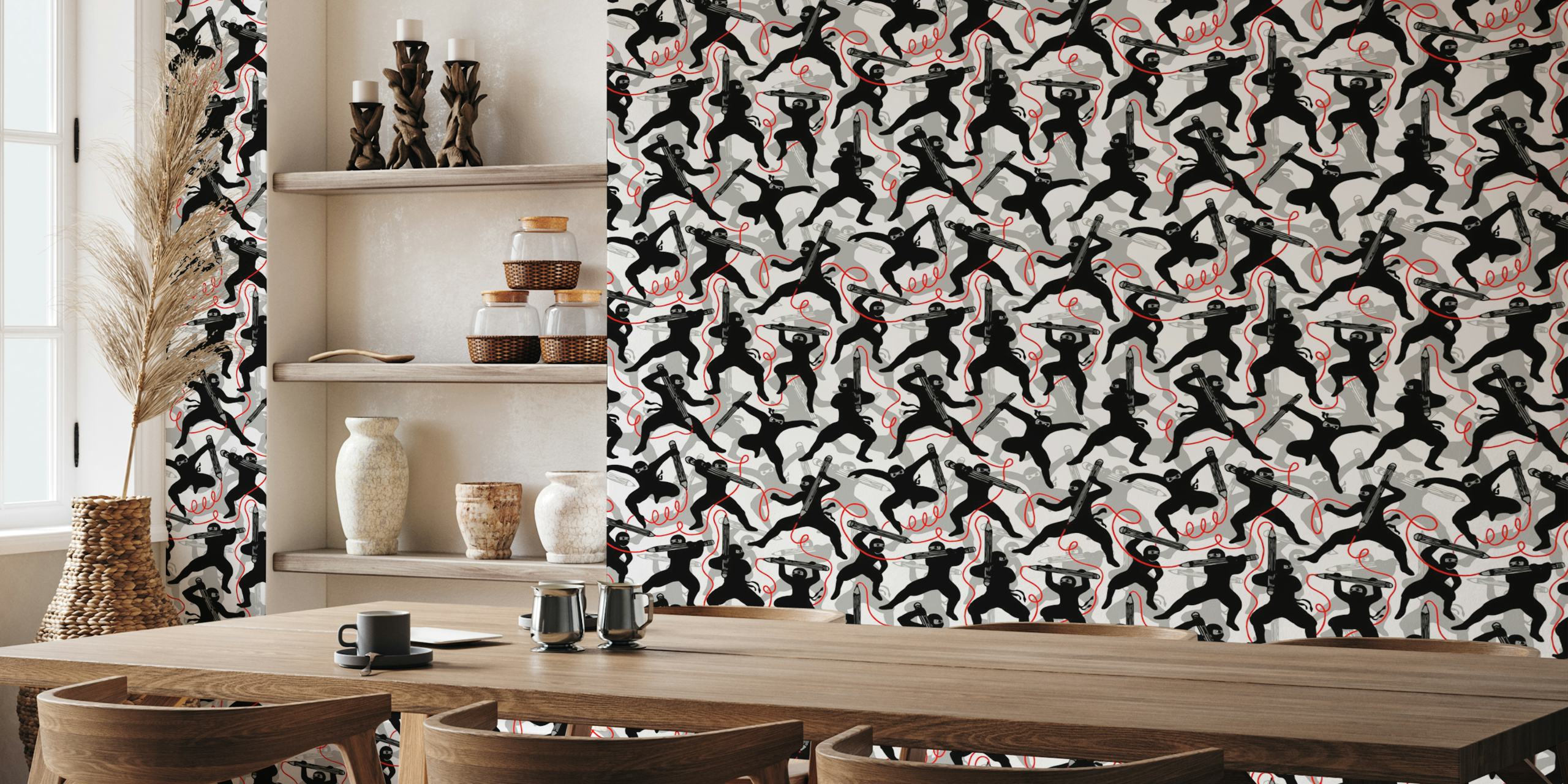 Ninja school wallpaper displayed in a room