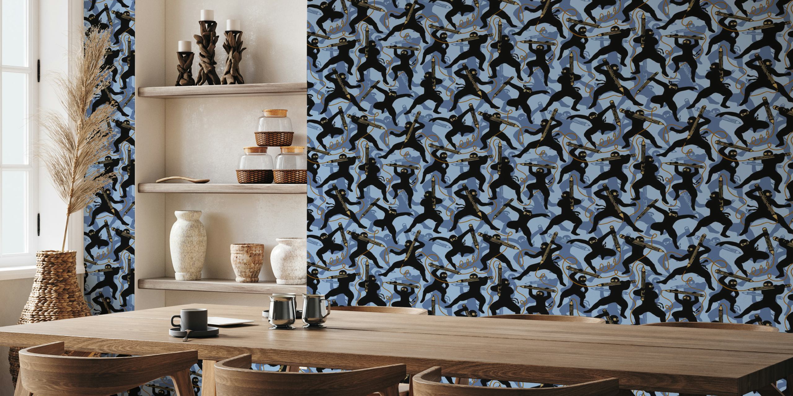 Ninja Shadows wallpaper in a room setting