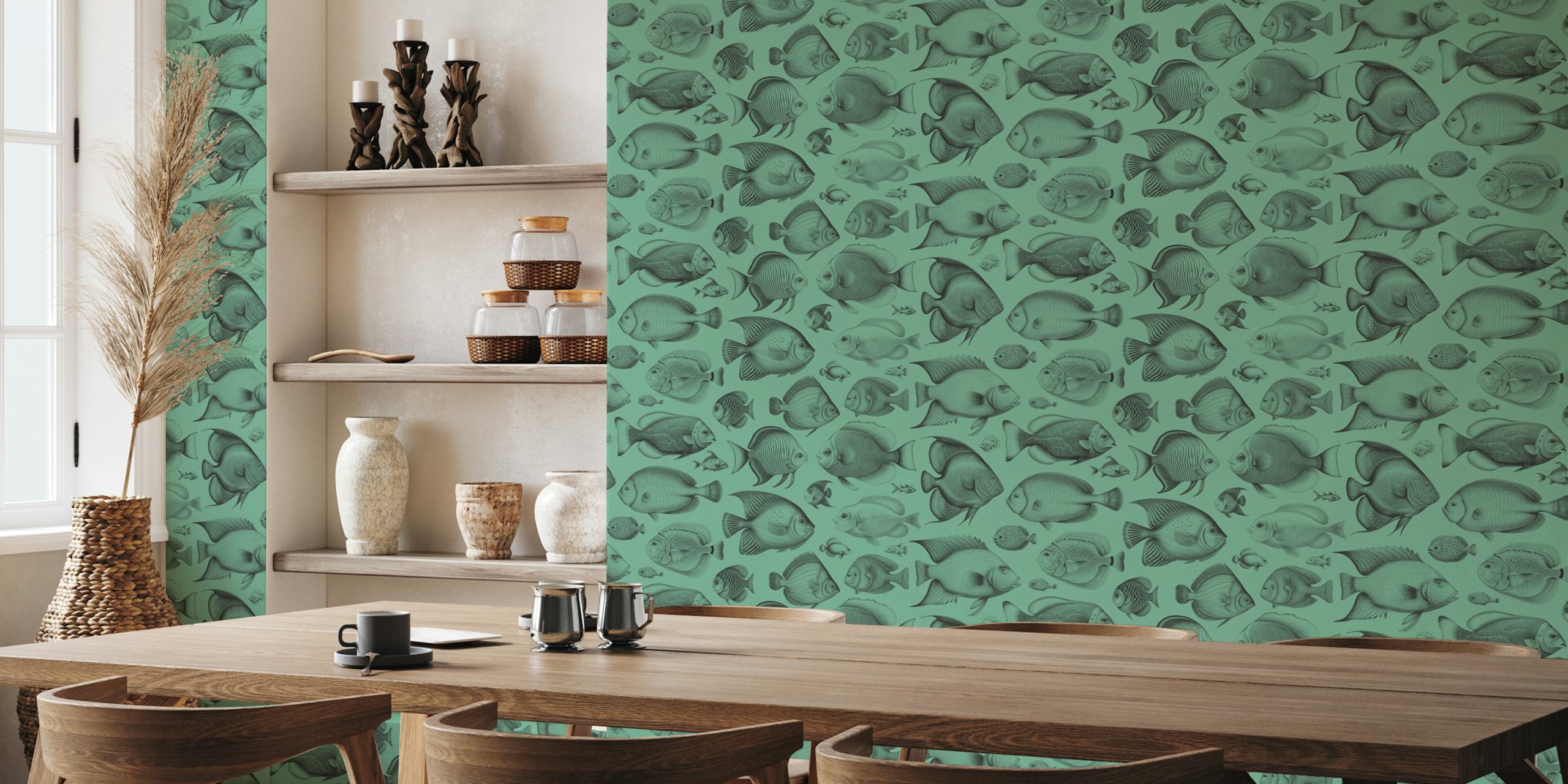 School of Uncanny Fish wallpaper in a room