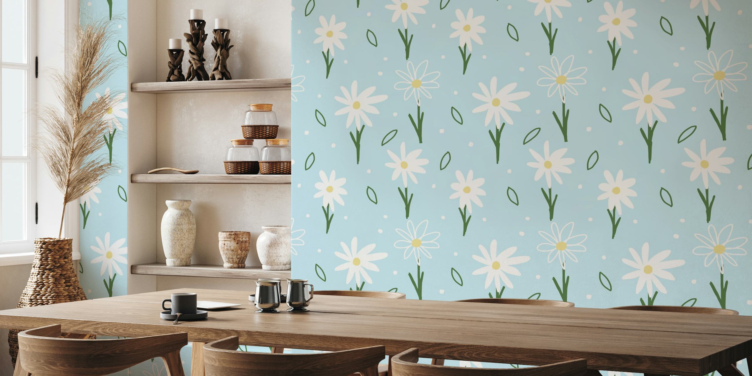 Diseño de papel tapiz Daisychain en una habitación
