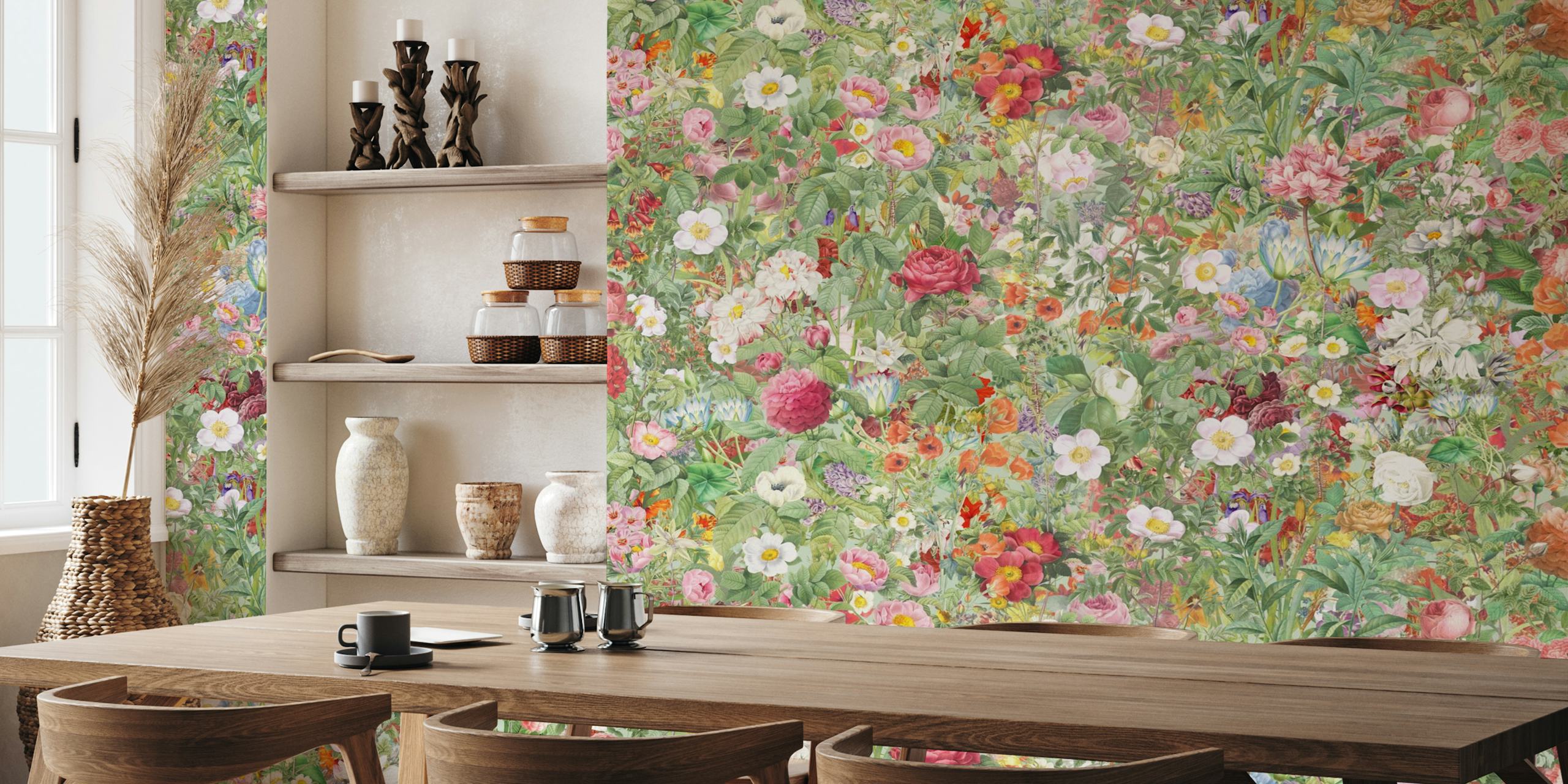 Vintage Flower Meadow wallpaper in a room