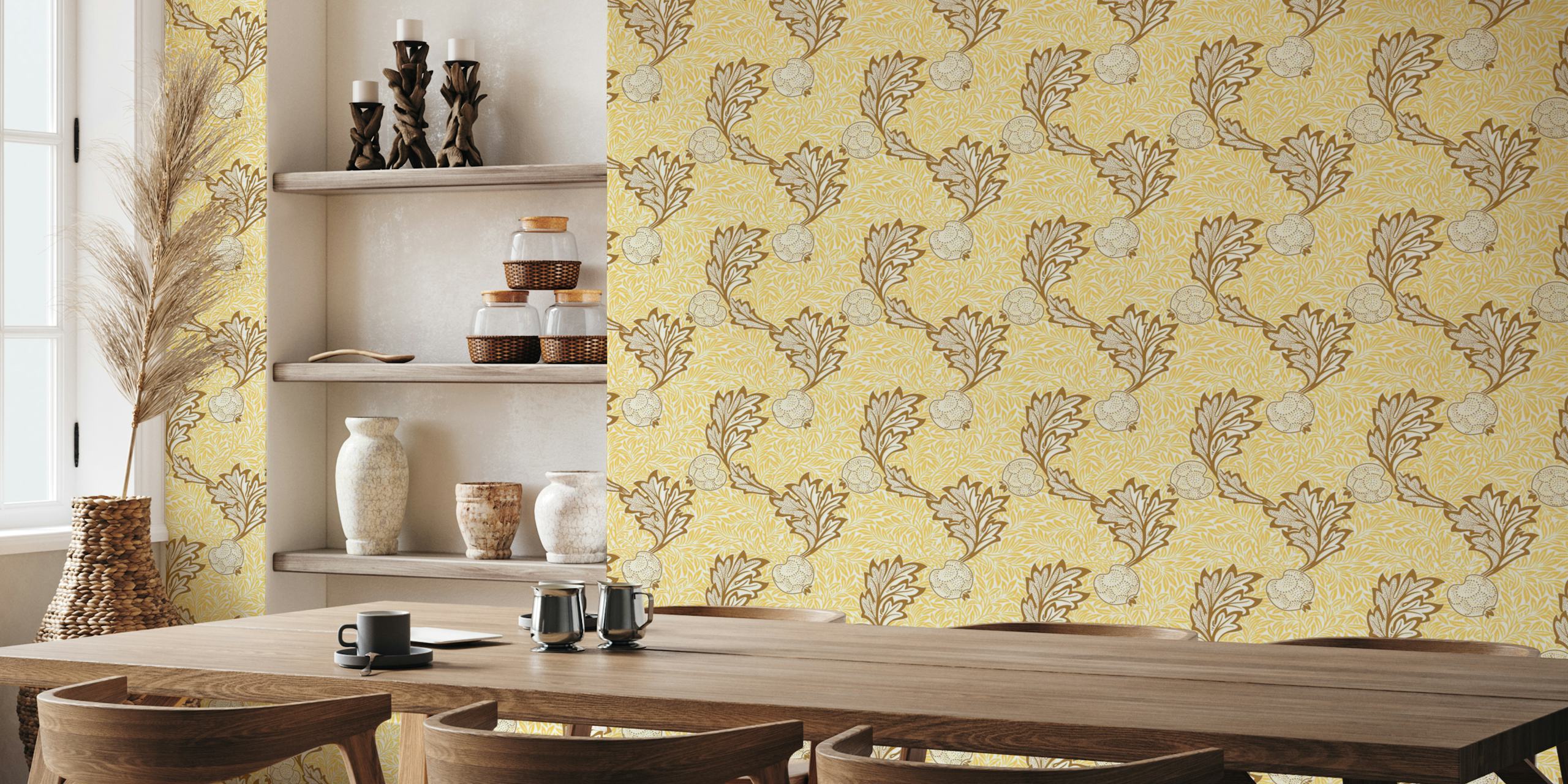 Classic Victorian apple and leaf pattern wallpaper