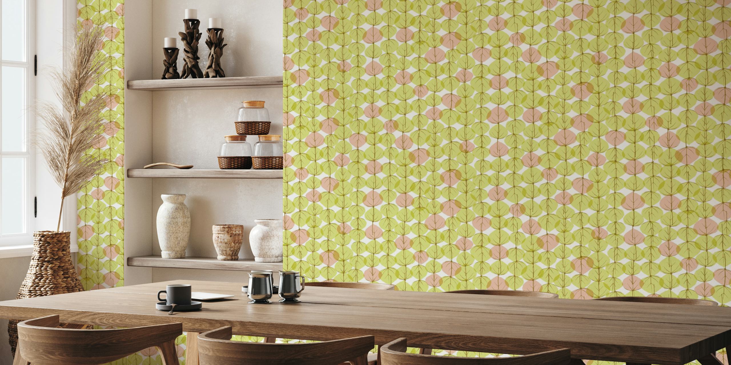 Cottonwood leaves wallpaper in a room