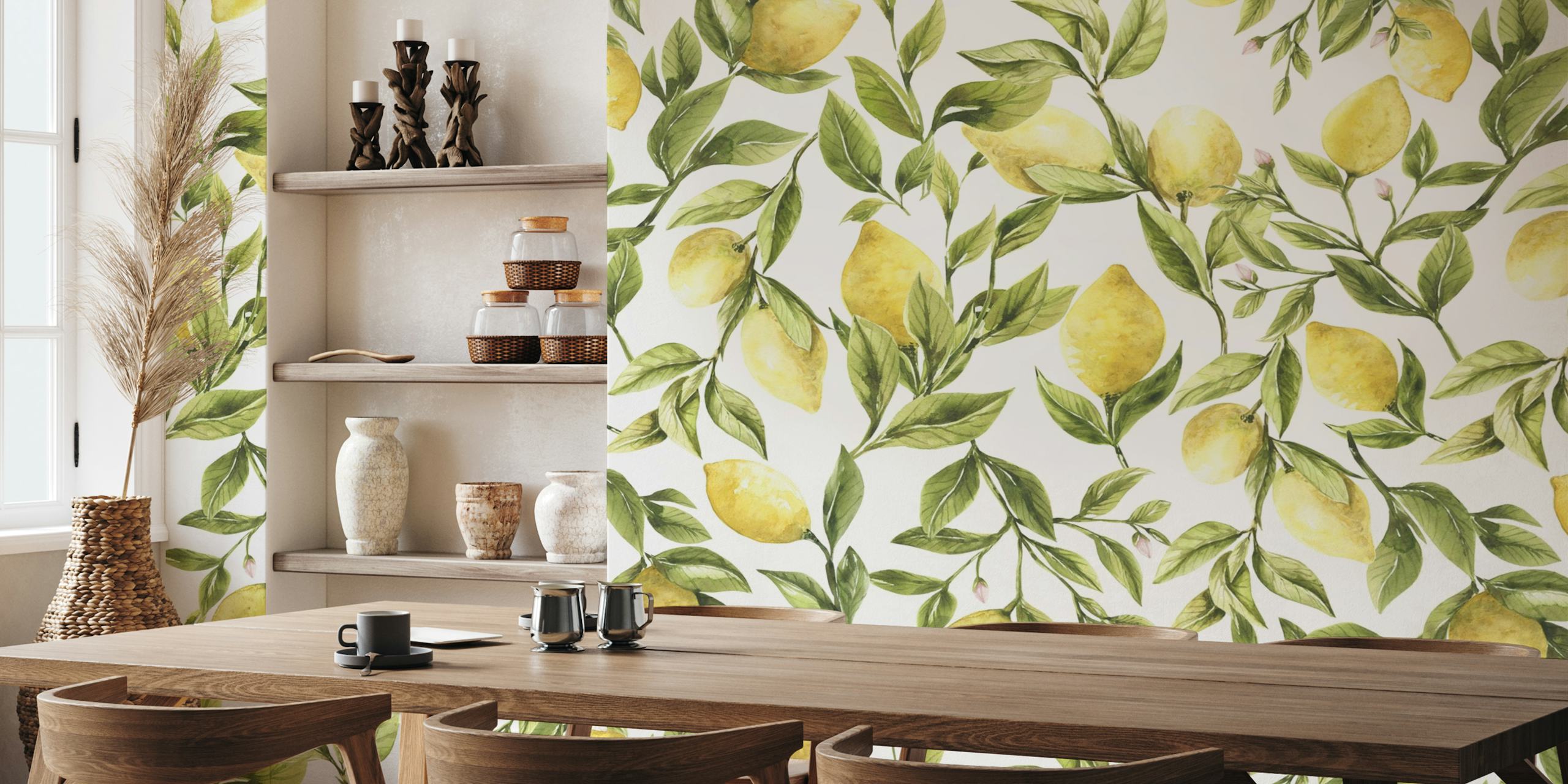 Vintage lemon wallpaper design in a room