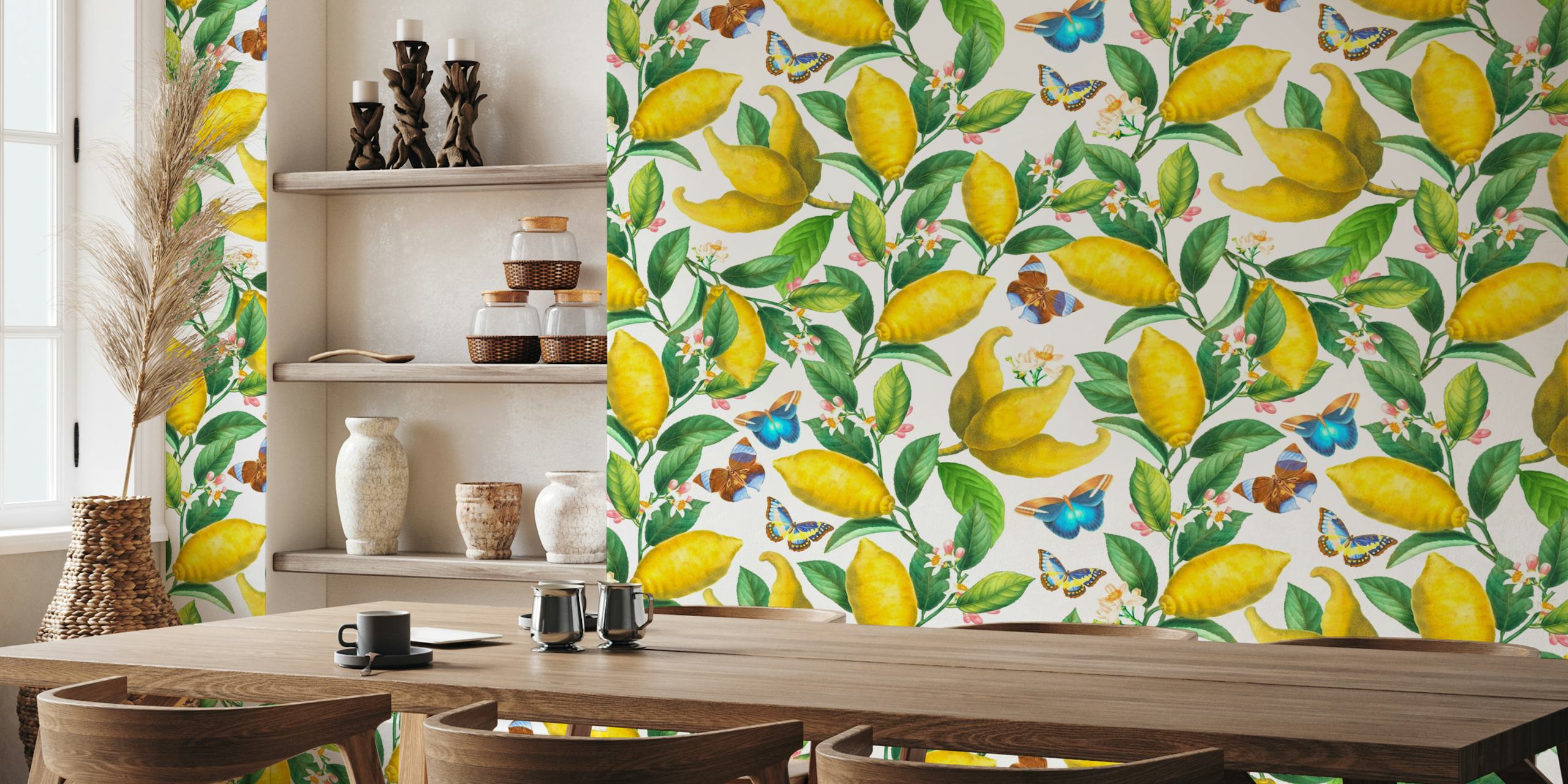 Vintage Exotic Lemon Summer wallpaper in a room